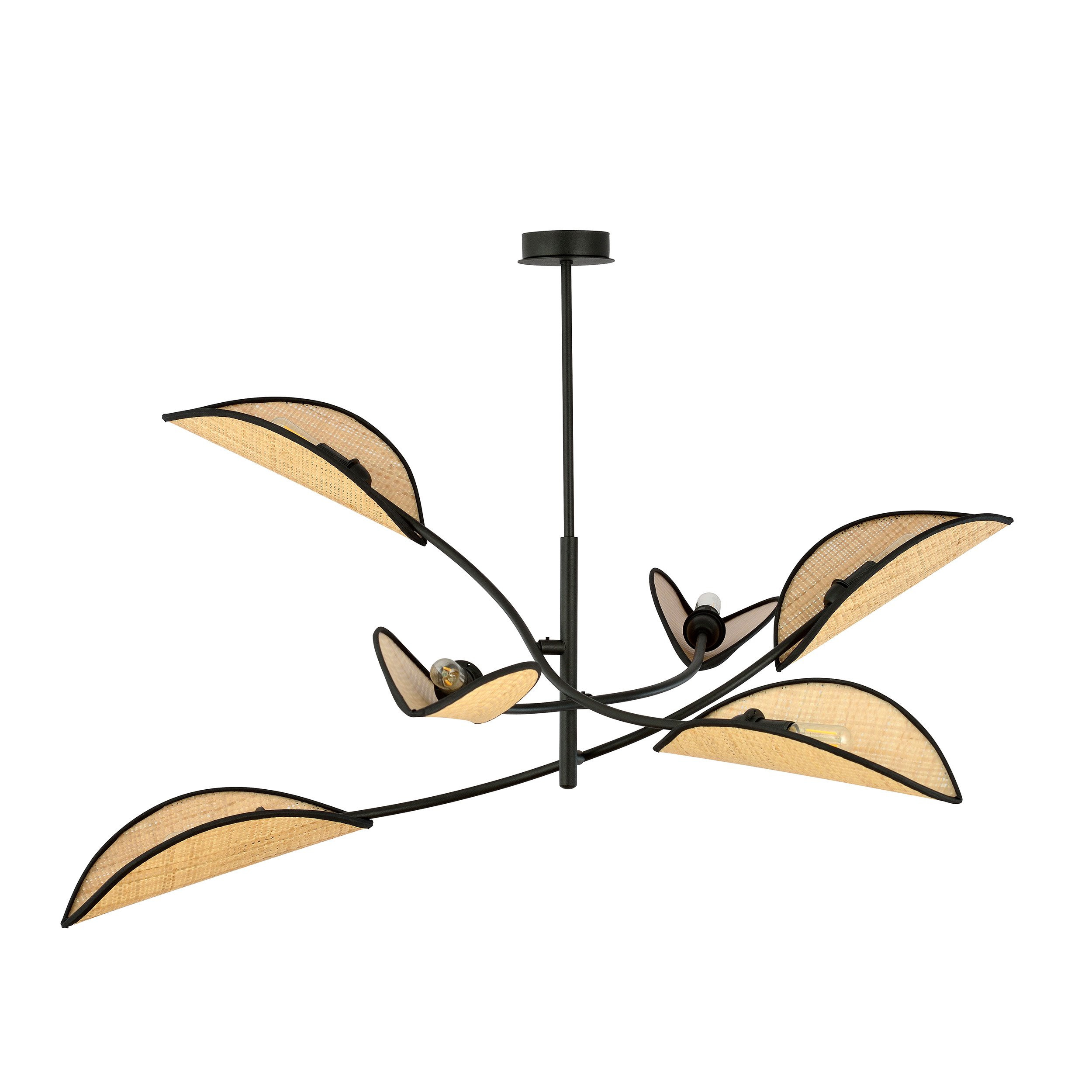 Plafonnier Lotus base en métal avec abat-jour en rotin au design contemporain par Emibig Plafonnier Lotus base en métal avec abat-jour en rotin au design contemporain par Emibig