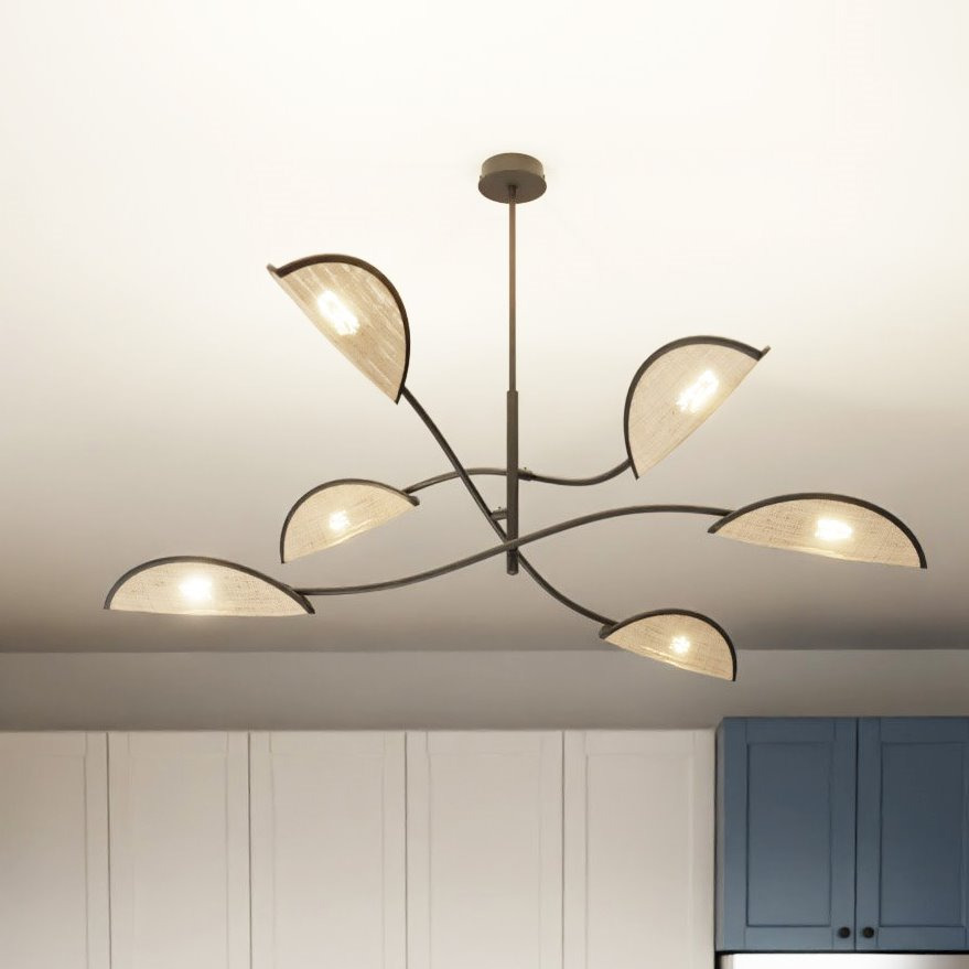 Plafonnier Lotus base en métal avec abat-jour en rotin au design contemporain par Emibig Plafonnier Lotus base en métal avec abat-jour en rotin au design contemporain par Emibig