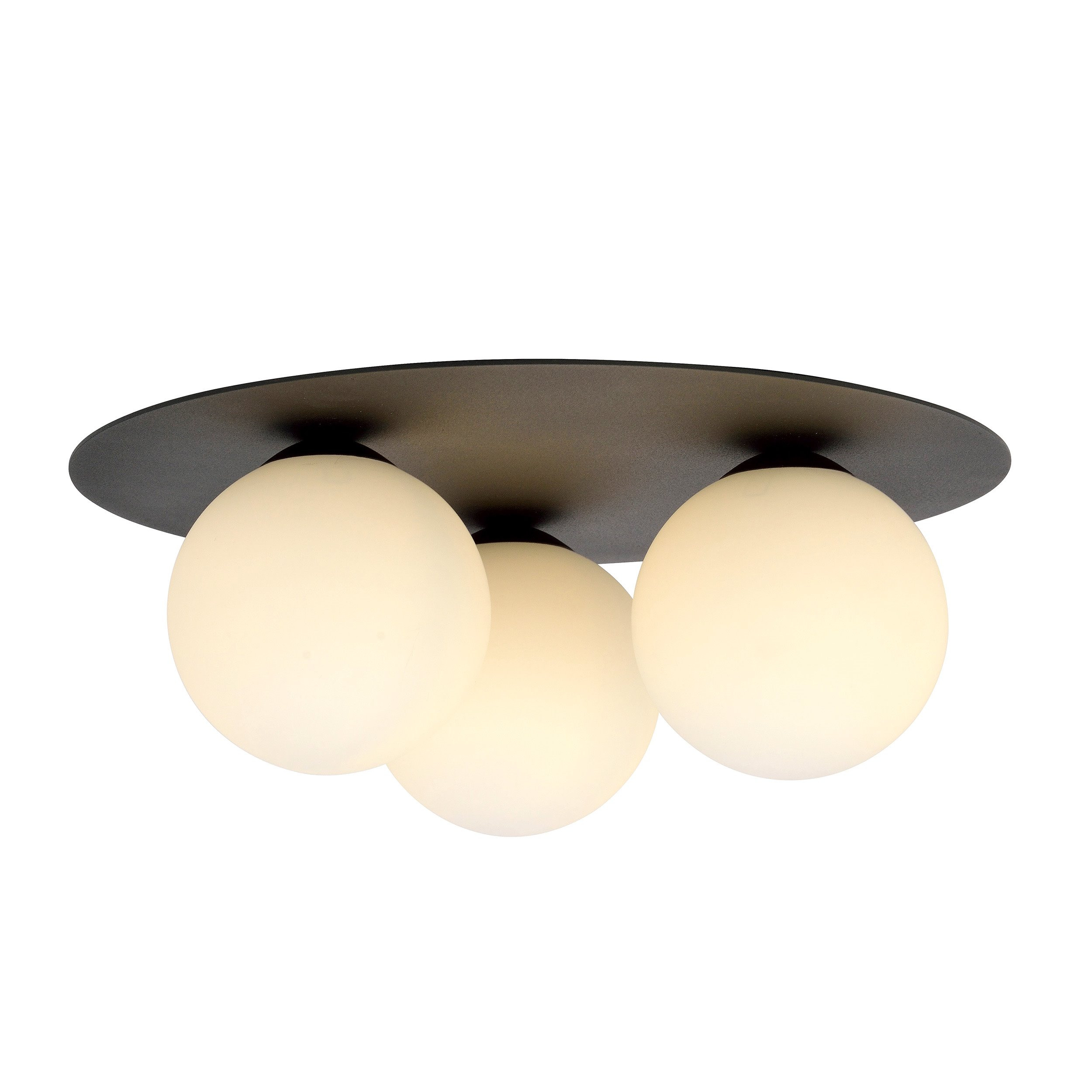 Plafonnier Solar base en métal circulaire avec abat-jour en boule de verre au design contemporain par Emibig Plafonnier Solar base en métal circulaire avec abat-jour en boule de verre au design contemporain par Emibig