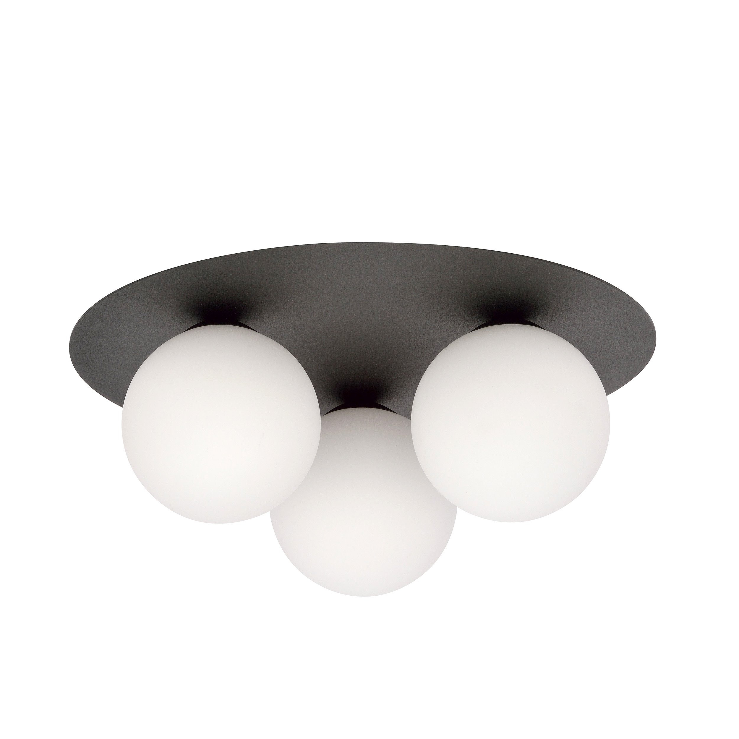 Plafonnier Solar base en métal circulaire avec abat-jour en boule de verre au design contemporain par Emibig Plafonnier Solar base en métal circulaire avec abat-jour en boule de verre au design contemporain par Emibig