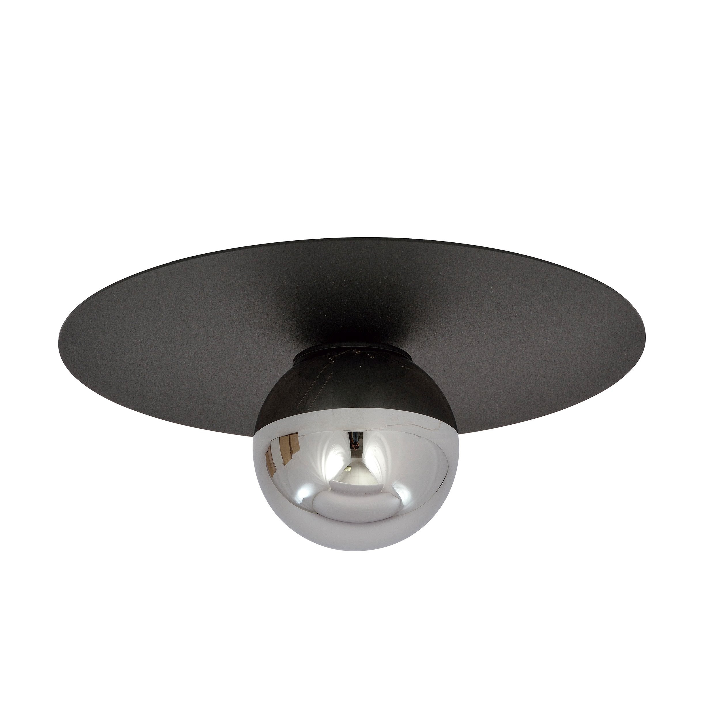 Plafonnier Solar base en métal circulaire avec abat-jour en boule de verre au design contemporain par Emibig Plafonnier Solar base en métal circulaire avec abat-jour en boule de verre au design contemporain par Emibig