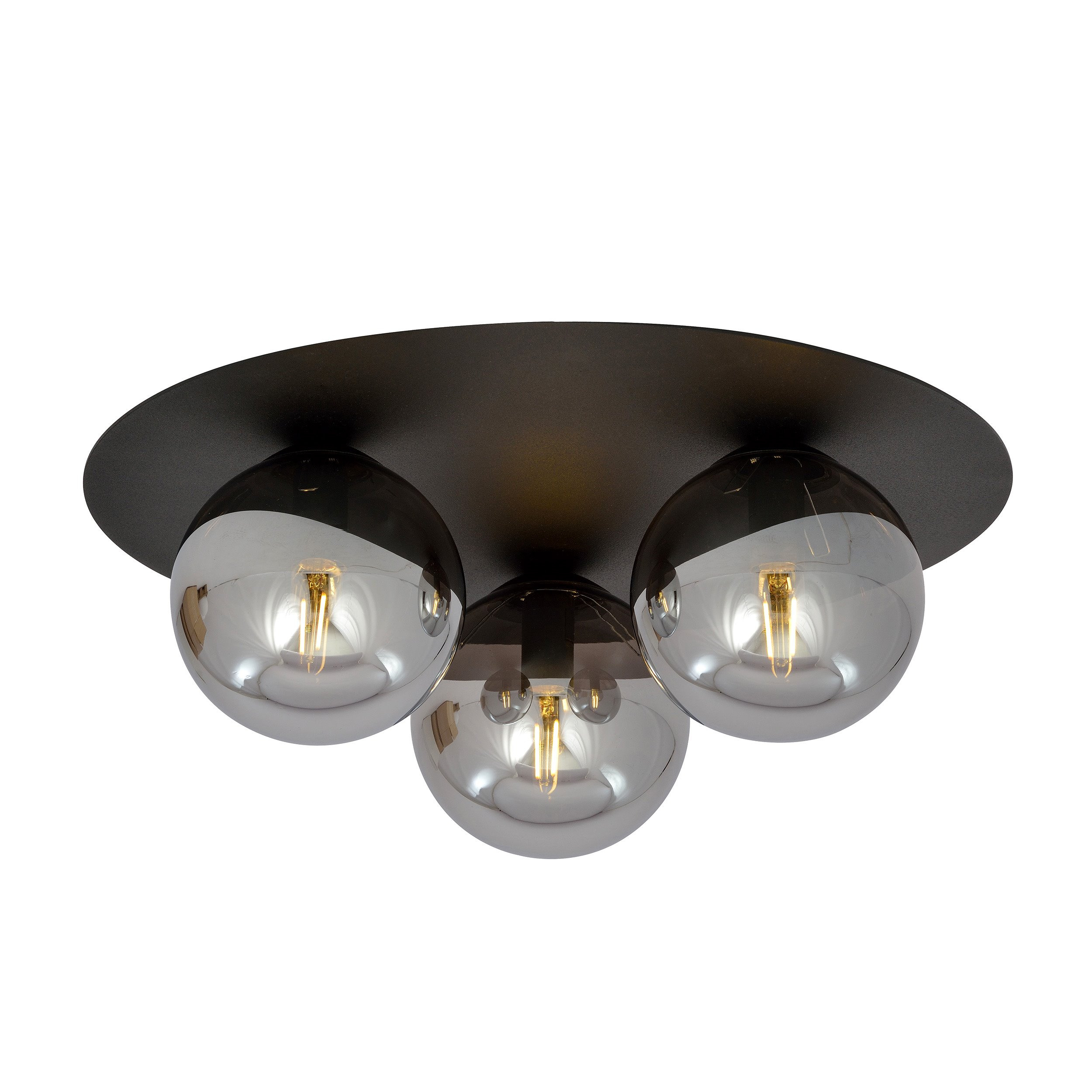 Plafonnier Solar base en métal circulaire avec abat-jour en boule de verre au design contemporain par Emibig Plafonnier Solar base en métal circulaire avec abat-jour en boule de verre au design contemporain par Emibig