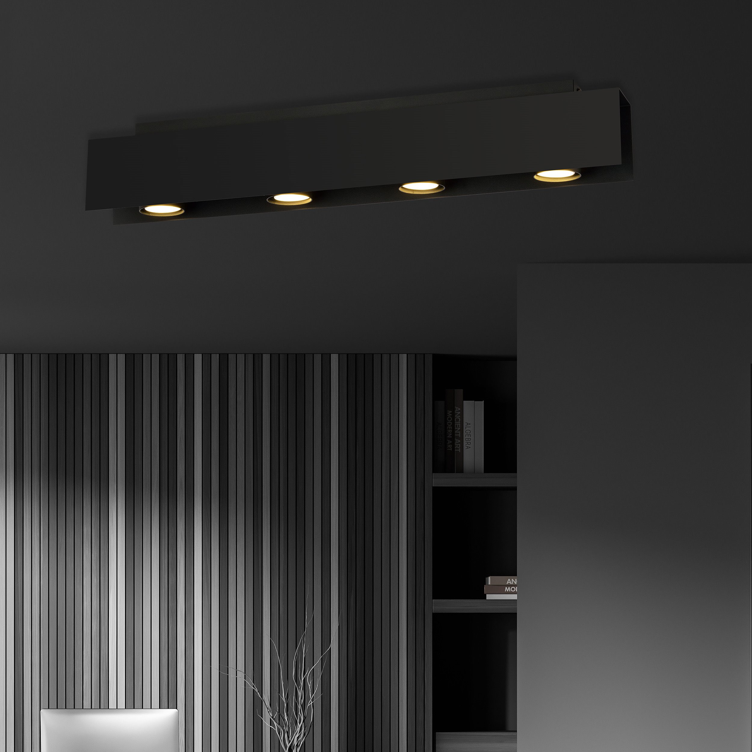 Plafonnier Kenno base en métal rectangle noir au design contemporain par Emibig Plafonnier Kenno base en métal rectangle noir au design contemporain par Emibig