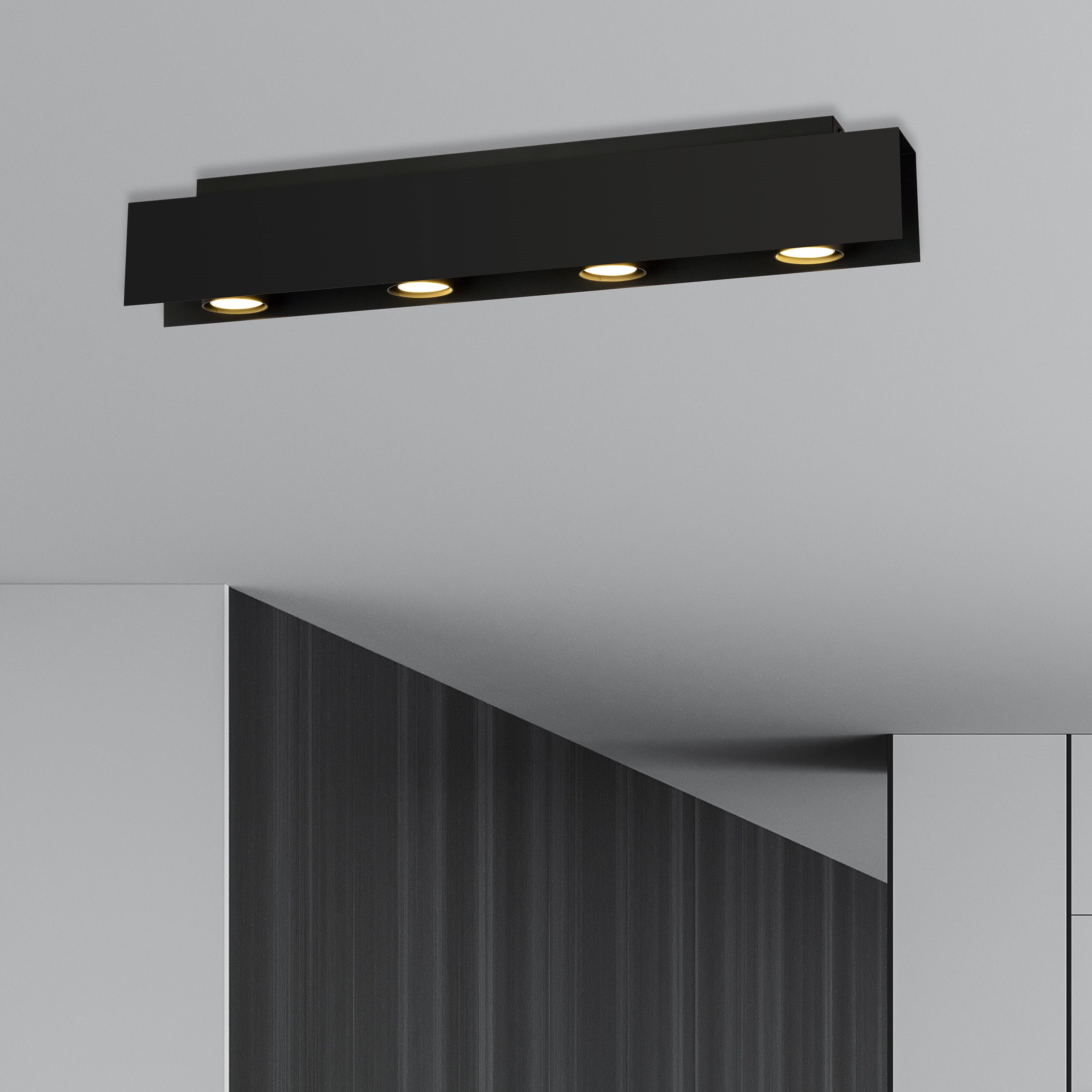 Plafonnier Kenno base en métal rectangle noir au design contemporain par Emibig Plafonnier Kenno base en métal rectangle noir au design contemporain par Emibig