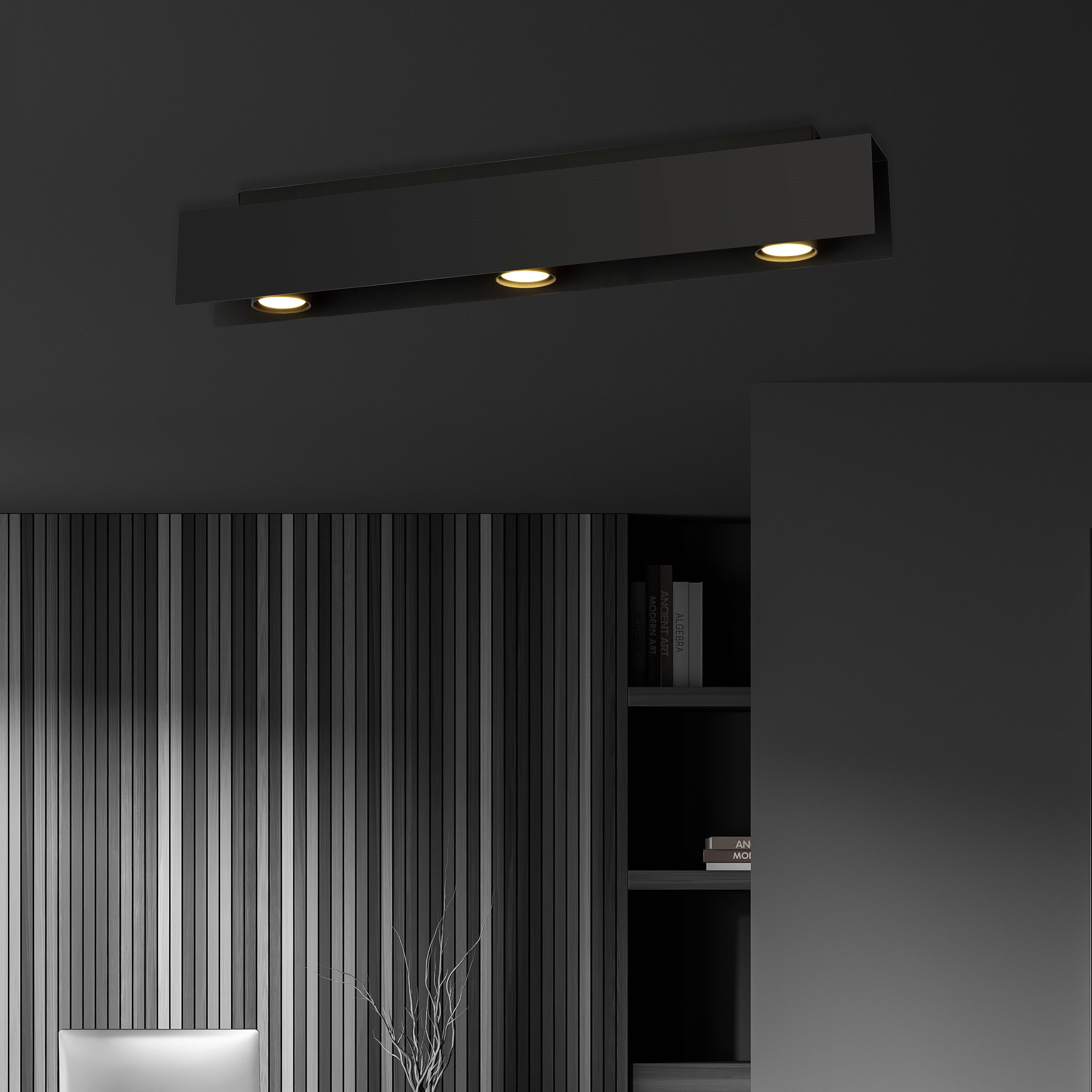 Plafonnier Kenno base en métal rectangle noir au design contemporain par Emibig Plafonnier Kenno base en métal rectangle noir au design contemporain par Emibig