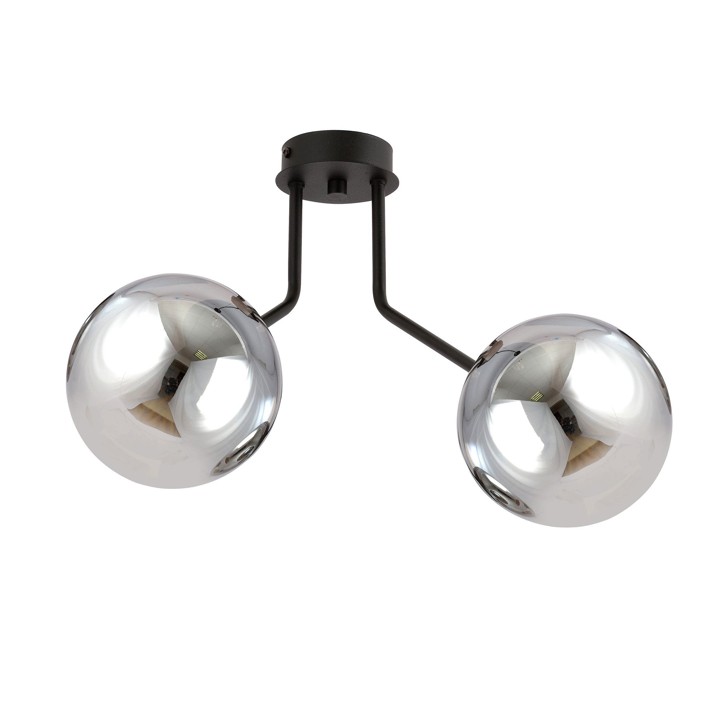 Plafonnier Nova base en métal noire avec abat-jour en boule de verre au design contemporain par Emibig
