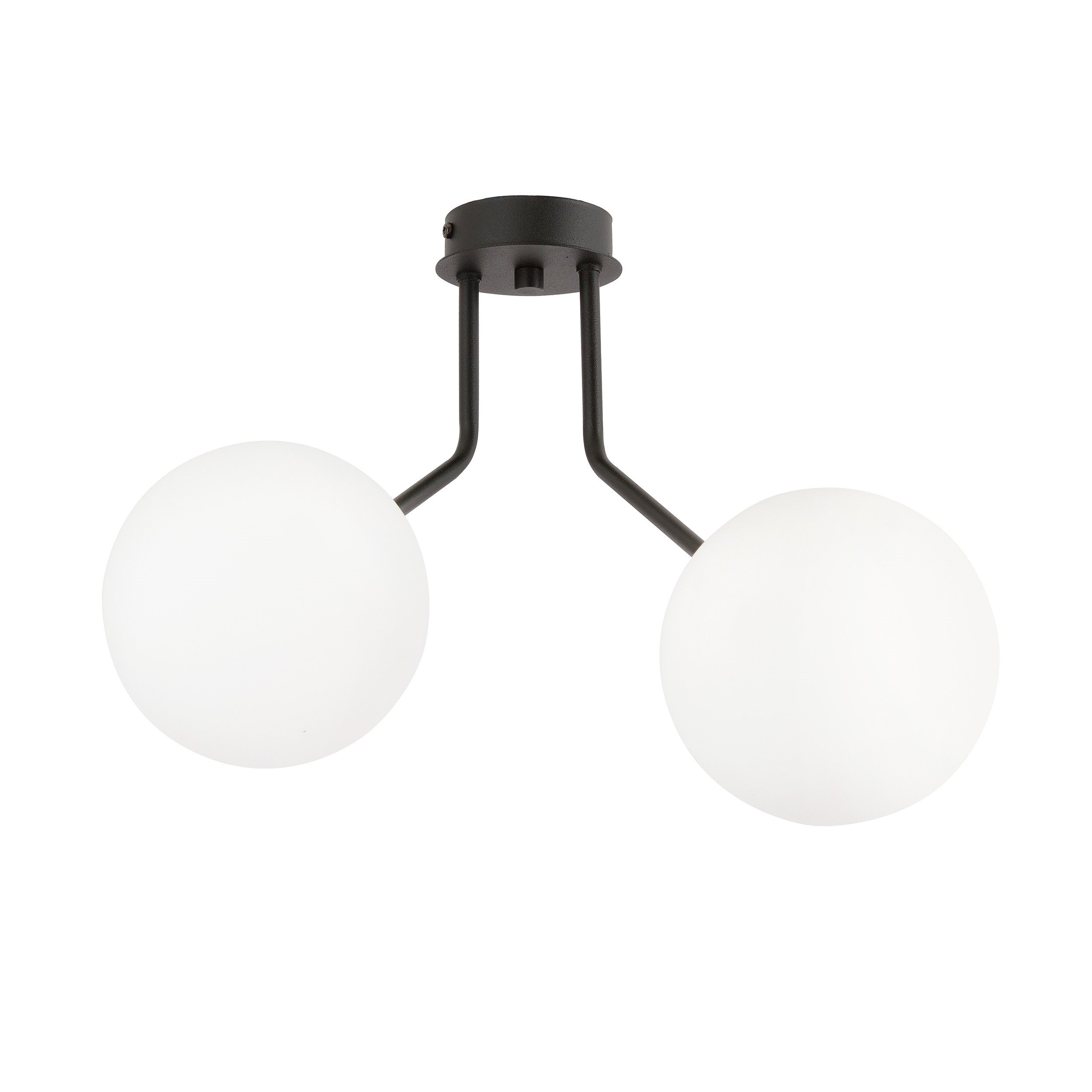 Plafonnier Nova base en métal noire avec abat-jour en boule de verre au design contemporain par Emibig Plafonnier Nova base en métal noire avec abat-jour en boule de verre au design contemporain par Emibig