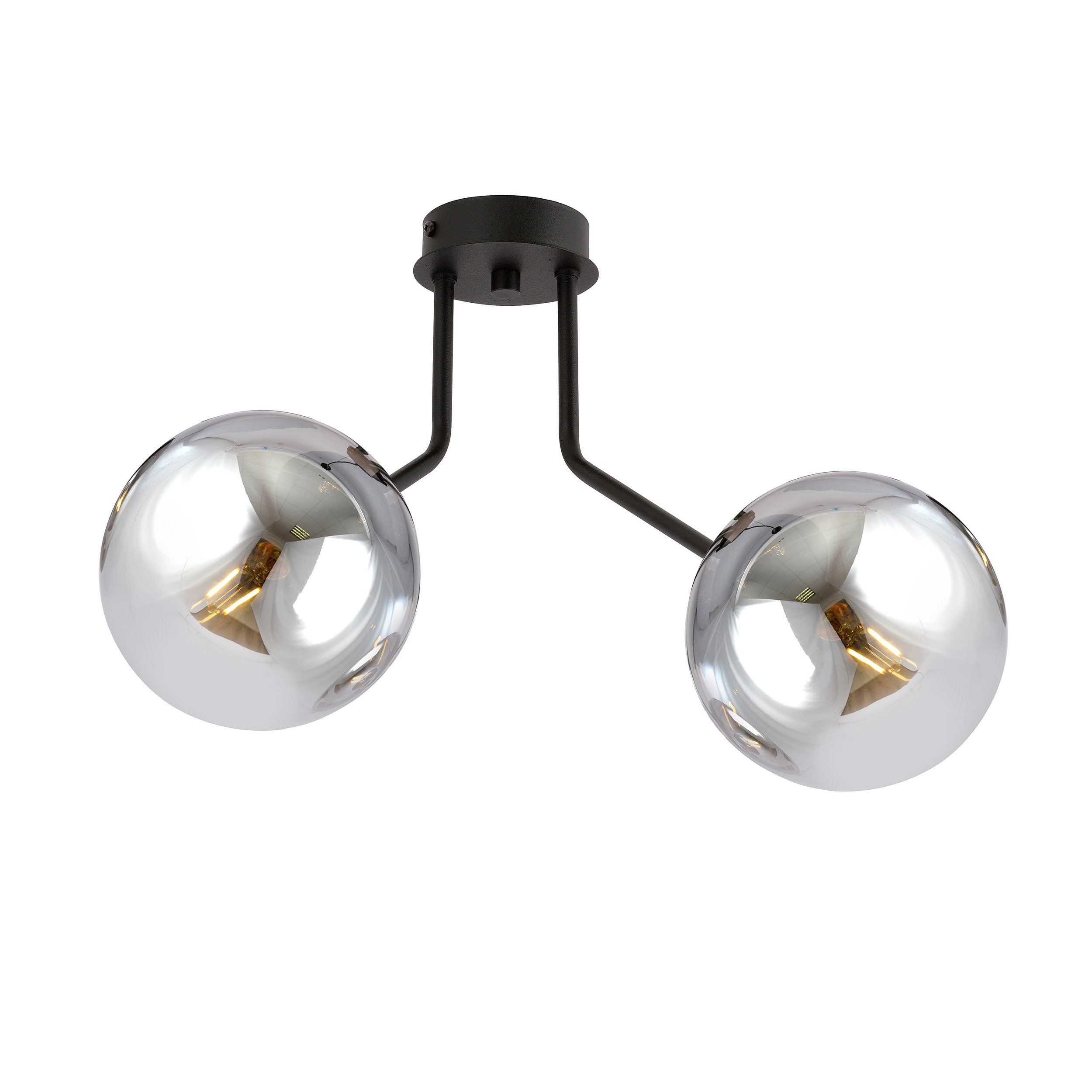 Plafonnier Nova base en métal noire avec abat-jour en boule de verre au design contemporain par Emibig