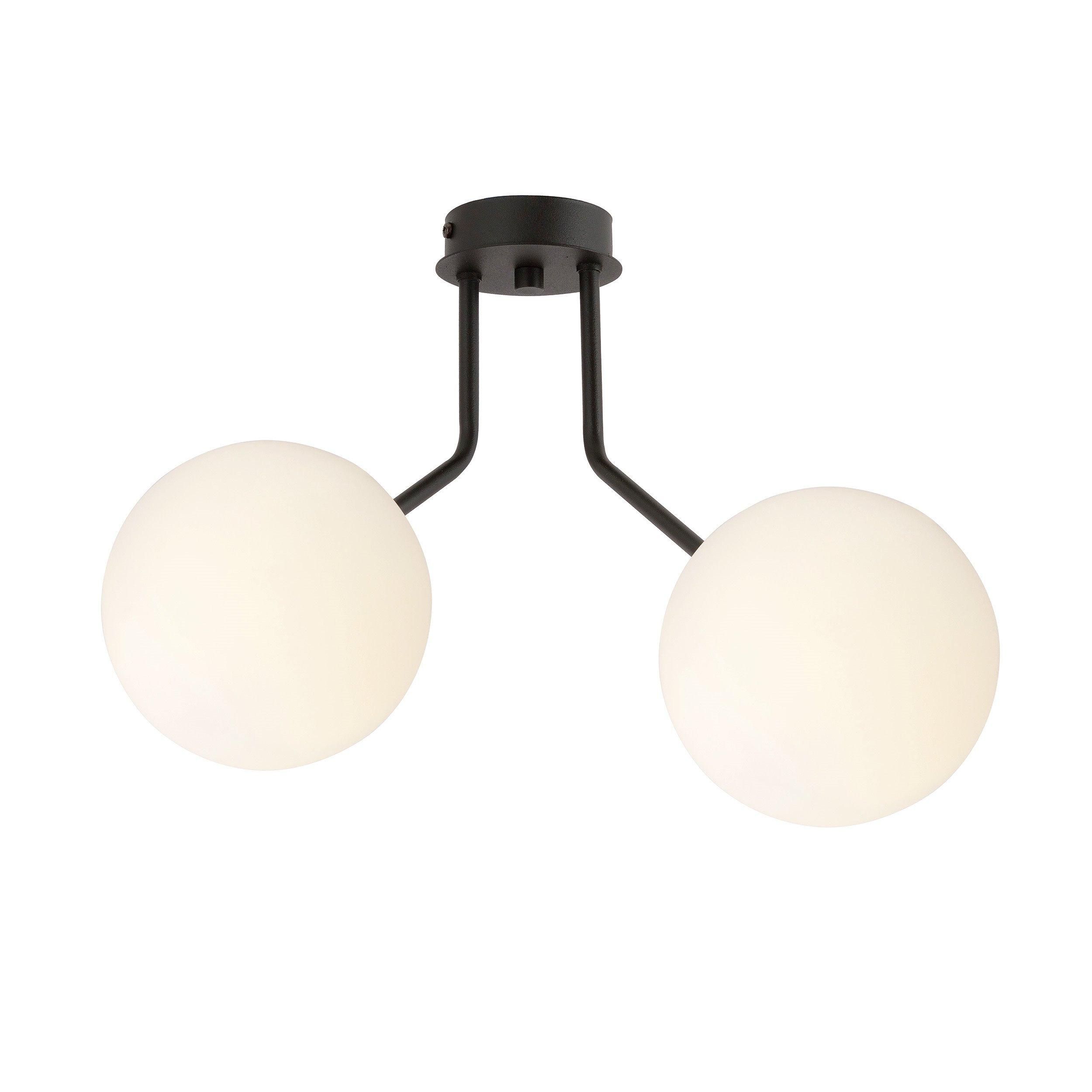Plafonnier Nova base en métal noire avec abat-jour en boule de verre au design contemporain par Emibig Plafonnier Nova base en métal noire avec abat-jour en boule de verre au design contemporain par Emibig