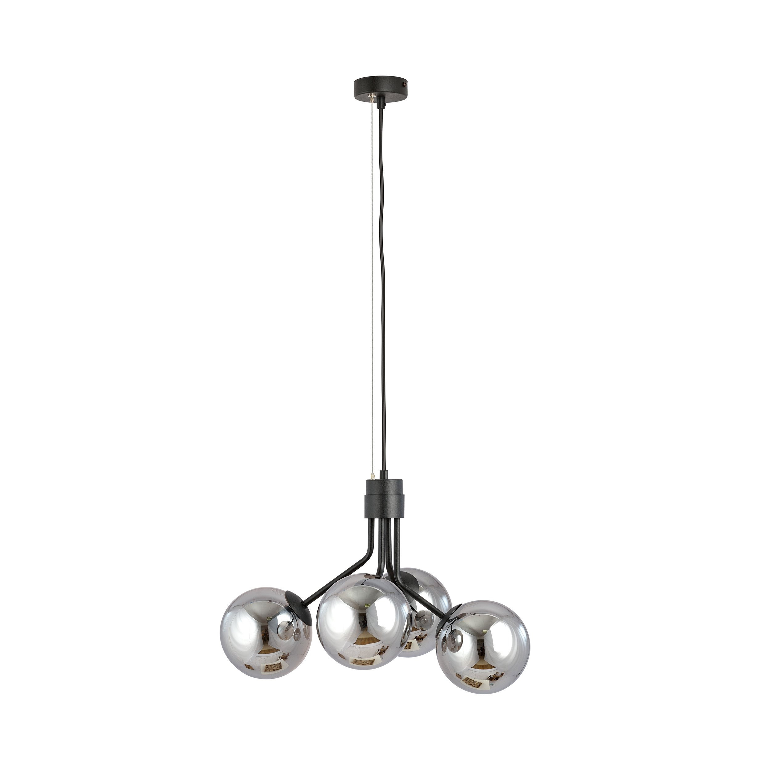 Suspension Nova base en métal noire avec abat-jour en boule de verre au design contemporain par Emibig Suspension Nova base en métal noire avec abat-jour en boule de verre au design contemporain par Emibig