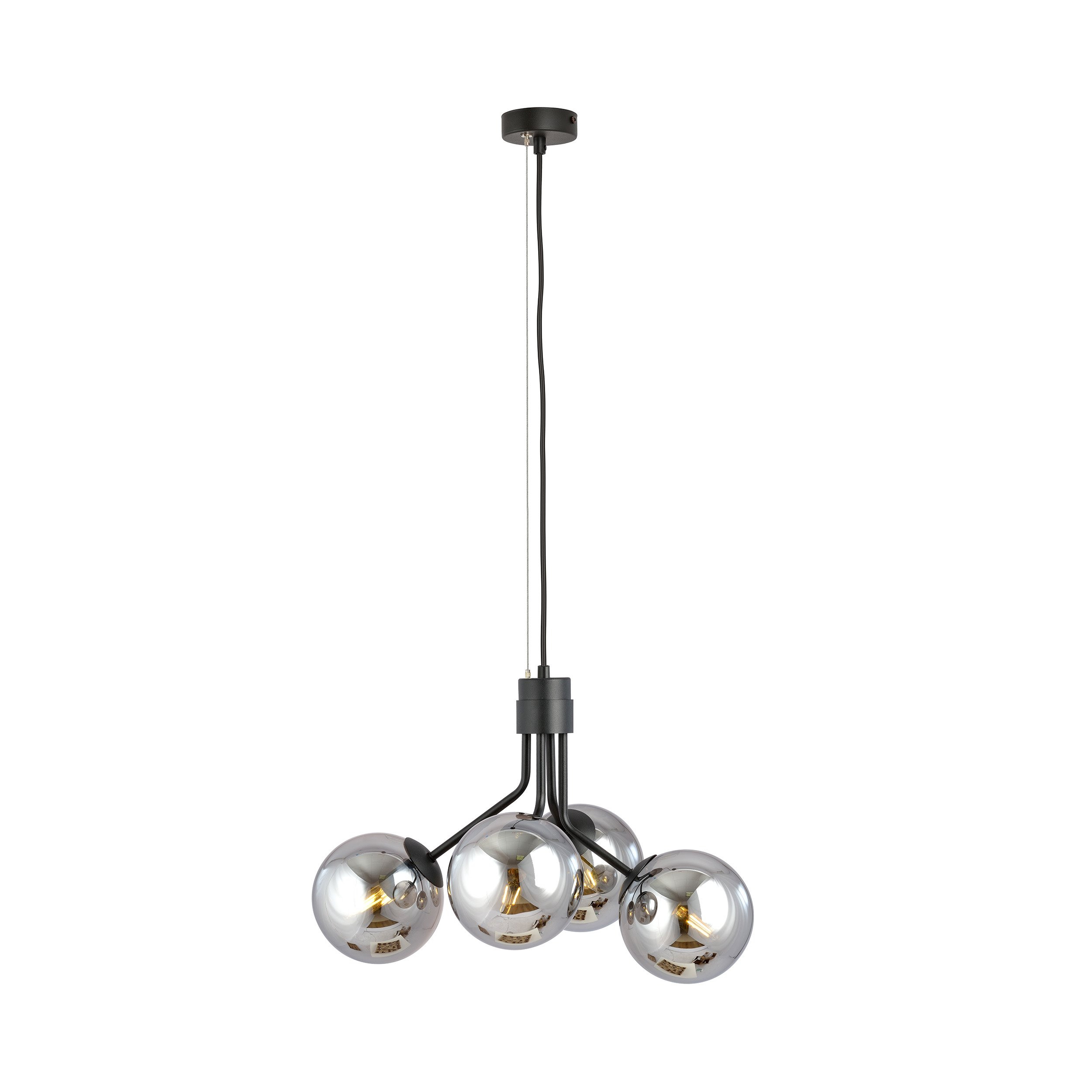 Suspension Nova base en métal noire avec abat-jour en boule de verre au design contemporain par Emibig Suspension Nova base en métal noire avec abat-jour en boule de verre au design contemporain par Emibig