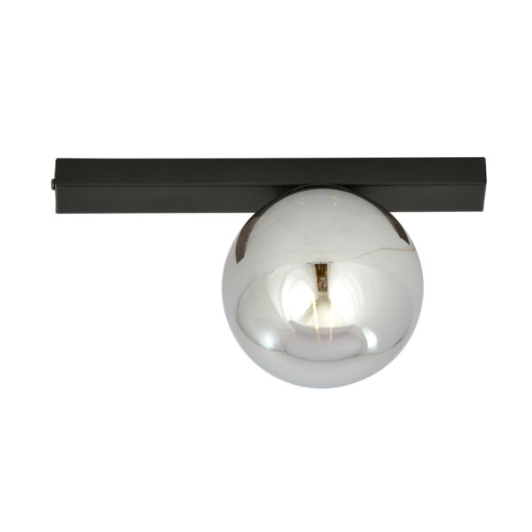 Plafonnier Fit base en métal rectangle noire avec abat-jour en boule de verre au design contemporain par Emibig