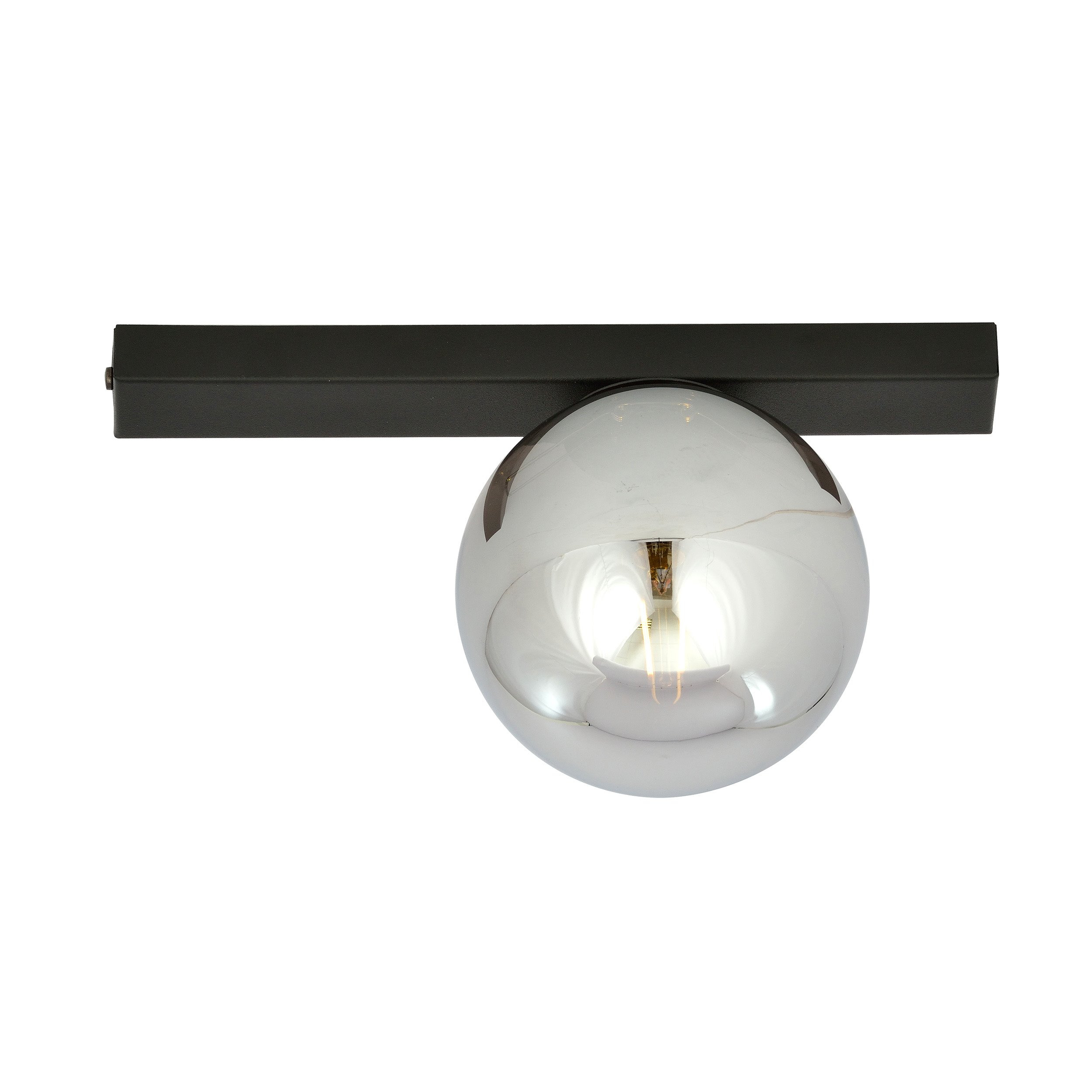 Plafonnier Fit base en métal rectangle noire avec abat-jour en boule de verre au design contemporain par Emibig
