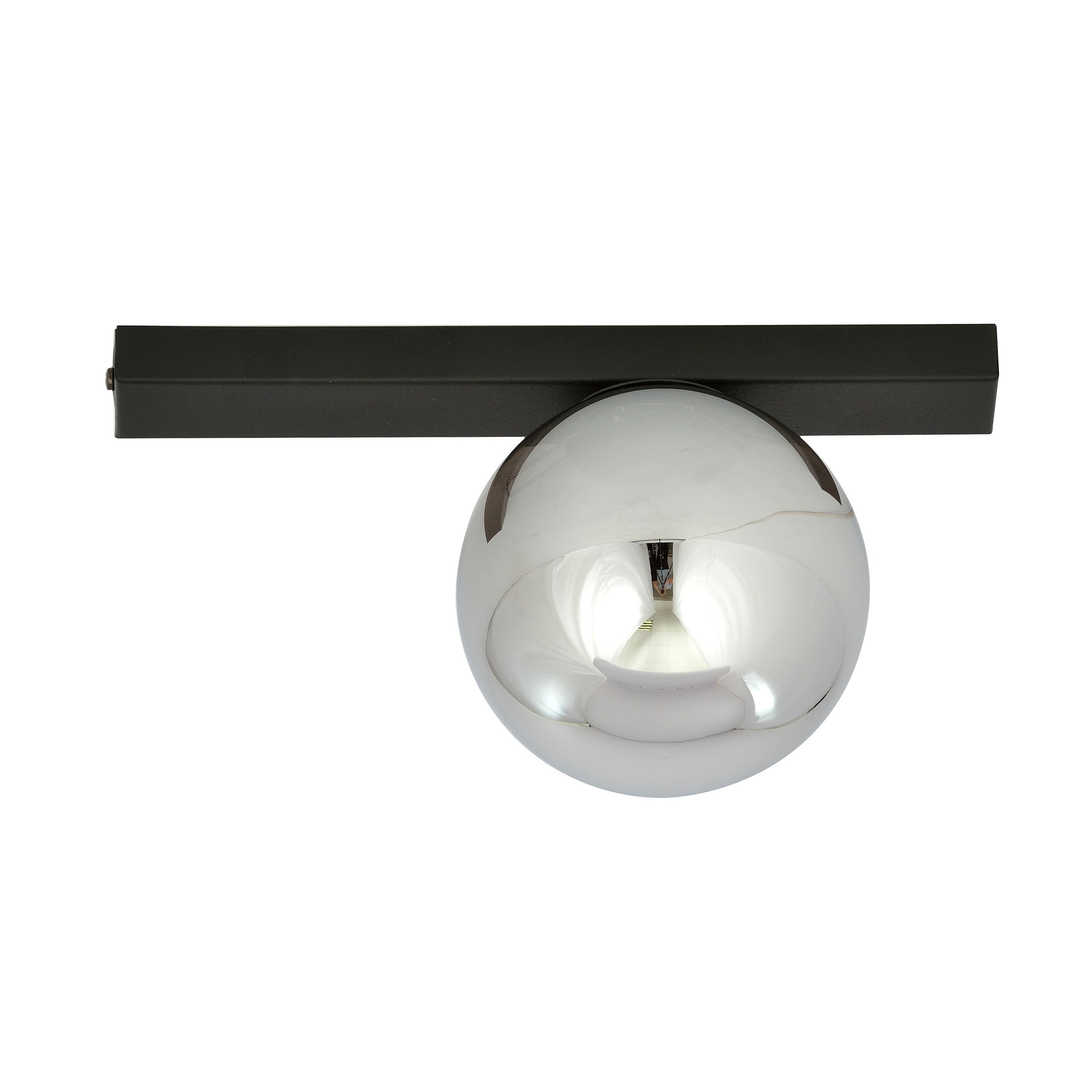 Plafonnier Fit base en métal rectangle noire avec abat-jour en boule de verre au design contemporain par Emibig