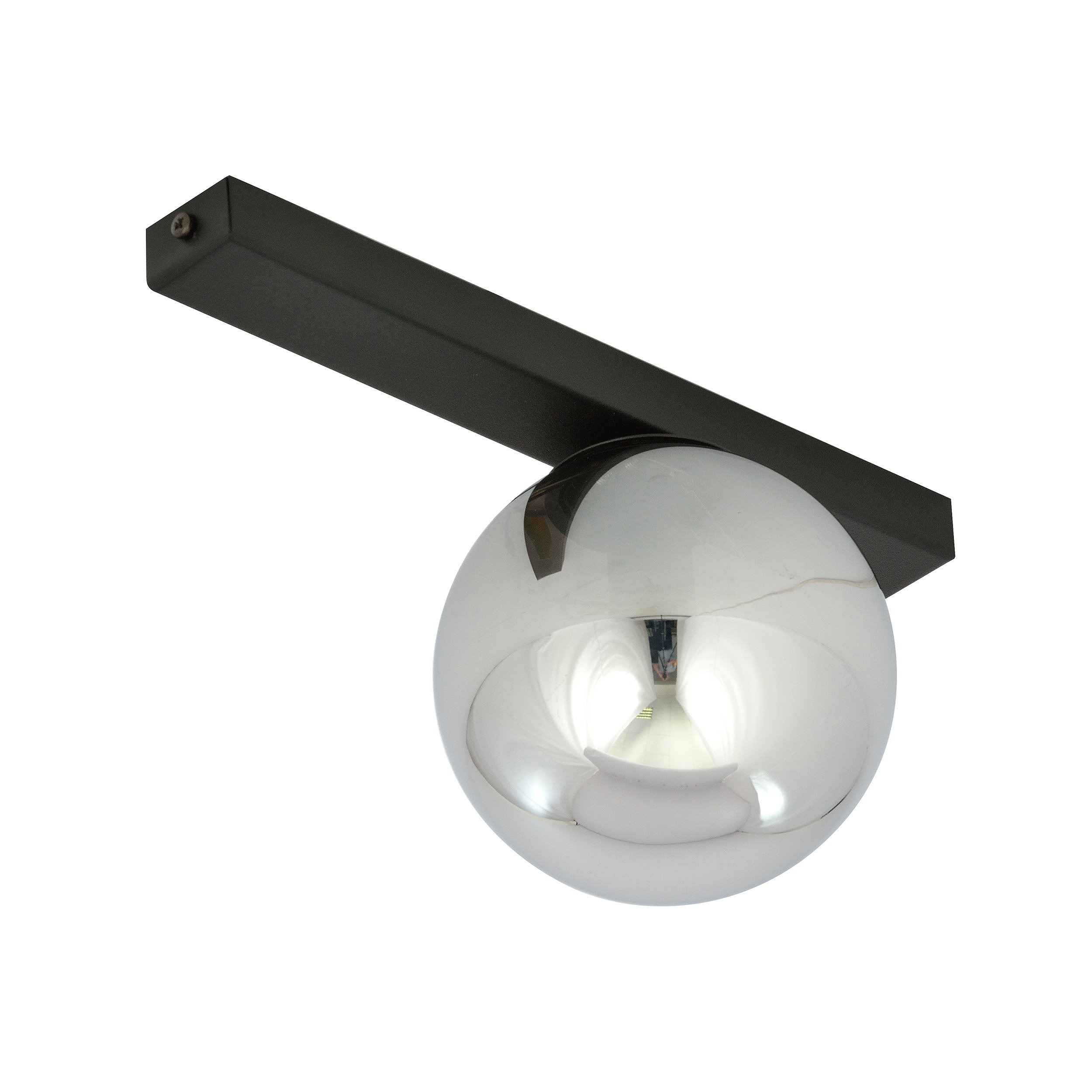Plafonnier Fit base en métal rectangle noire avec abat-jour en boule de verre au design contemporain par Emibig Plafonnier Fit base en métal rectangle noire avec abat-jour en boule de verre au design contemporain par Emibig