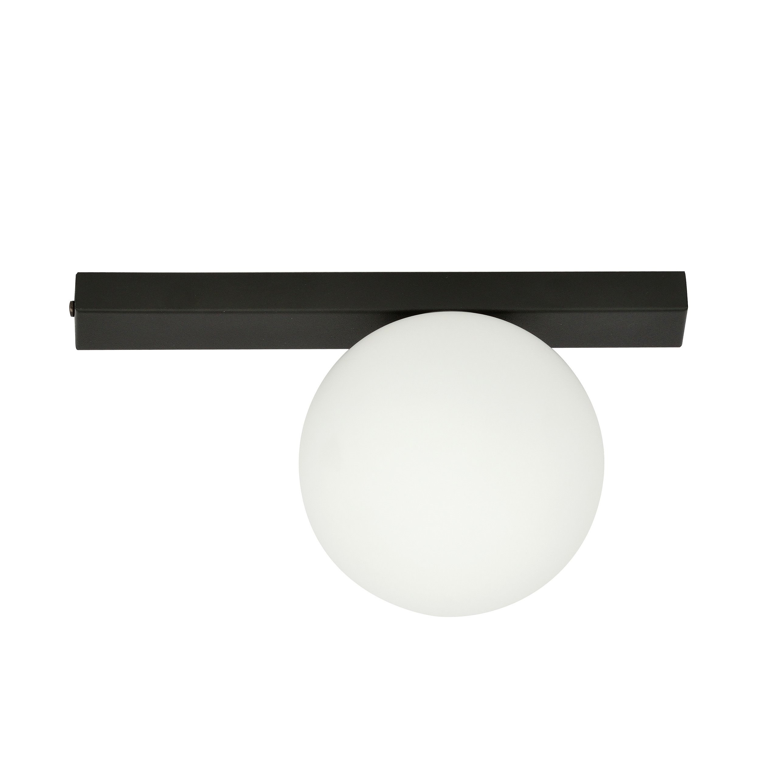 Plafonnier Fit base en métal rectangle noire avec abat-jour en boule de verre au design contemporain par Emibig Plafonnier Fit base en métal rectangle noire avec abat-jour en boule de verre au design contemporain par Emibig