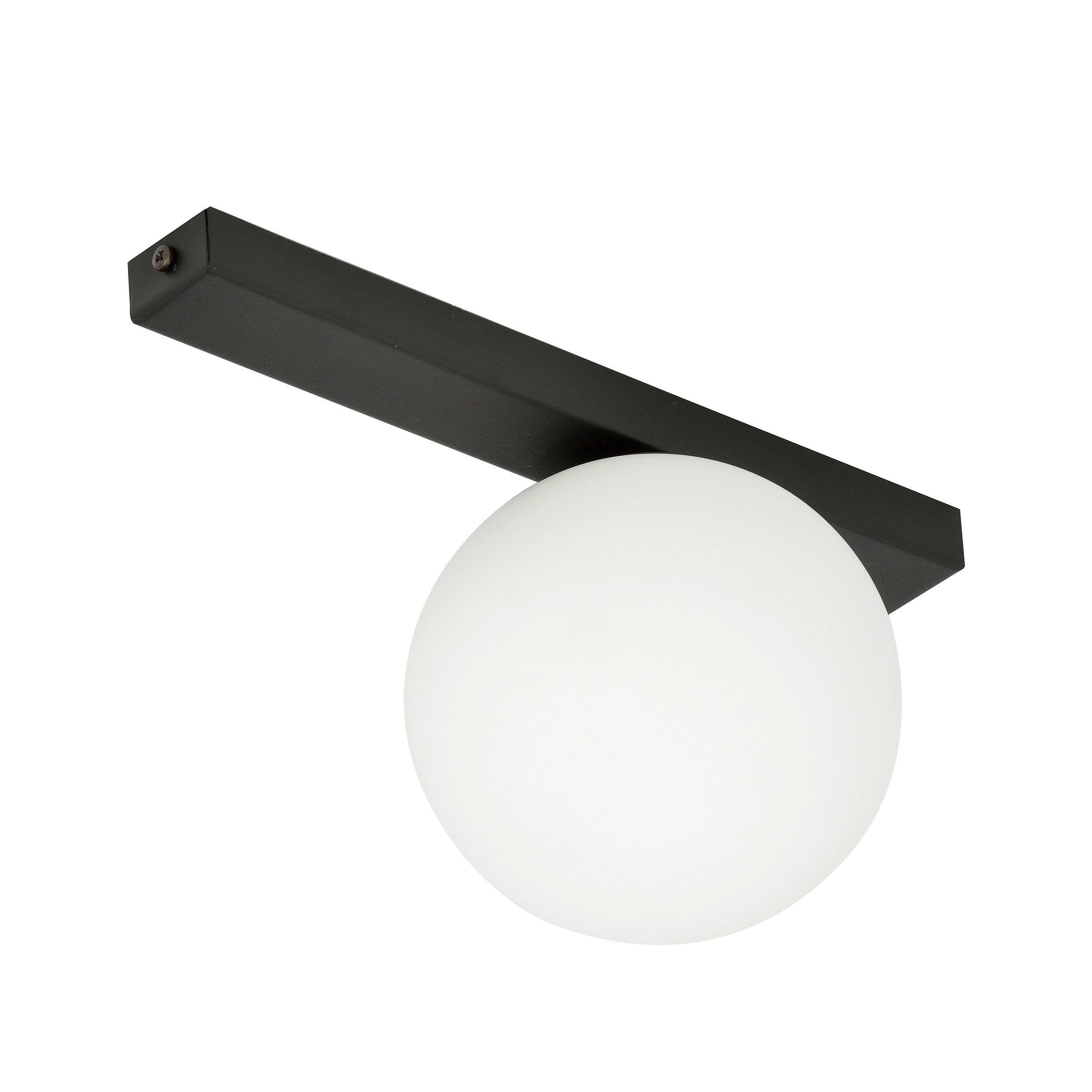 Plafonnier Fit base en métal rectangle noire avec abat-jour en boule de verre au design contemporain par Emibig Plafonnier Fit base en métal rectangle noire avec abat-jour en boule de verre au design contemporain par Emibig