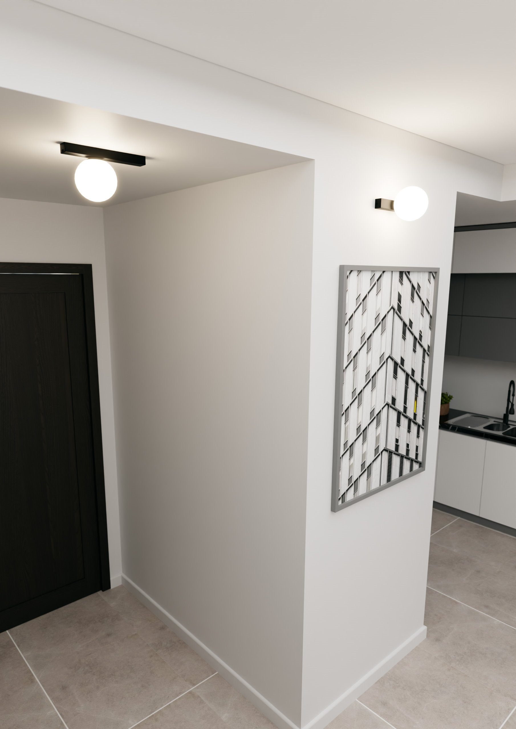 Plafonnier Fit base en métal rectangle noire avec abat-jour en boule de verre au design contemporain par Emibig Plafonnier Fit base en métal rectangle noire avec abat-jour en boule de verre au design contemporain par Emibig