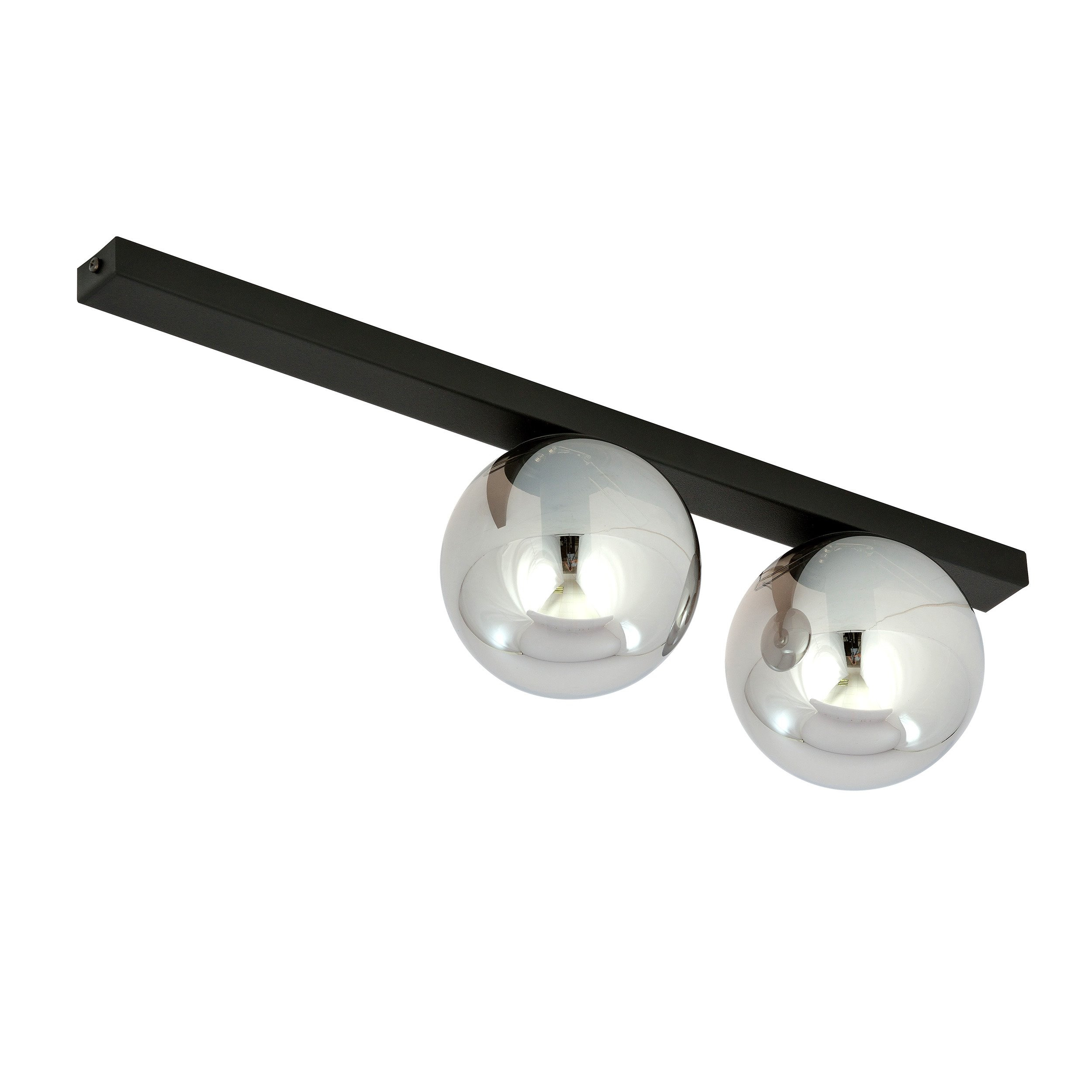 Plafonnier Fit base en métal rectangle noire avec abat-jour en boule de verre au design contemporain par Emibig Plafonnier Fit base en métal rectangle noire avec abat-jour en boule de verre au design contemporain par Emibig