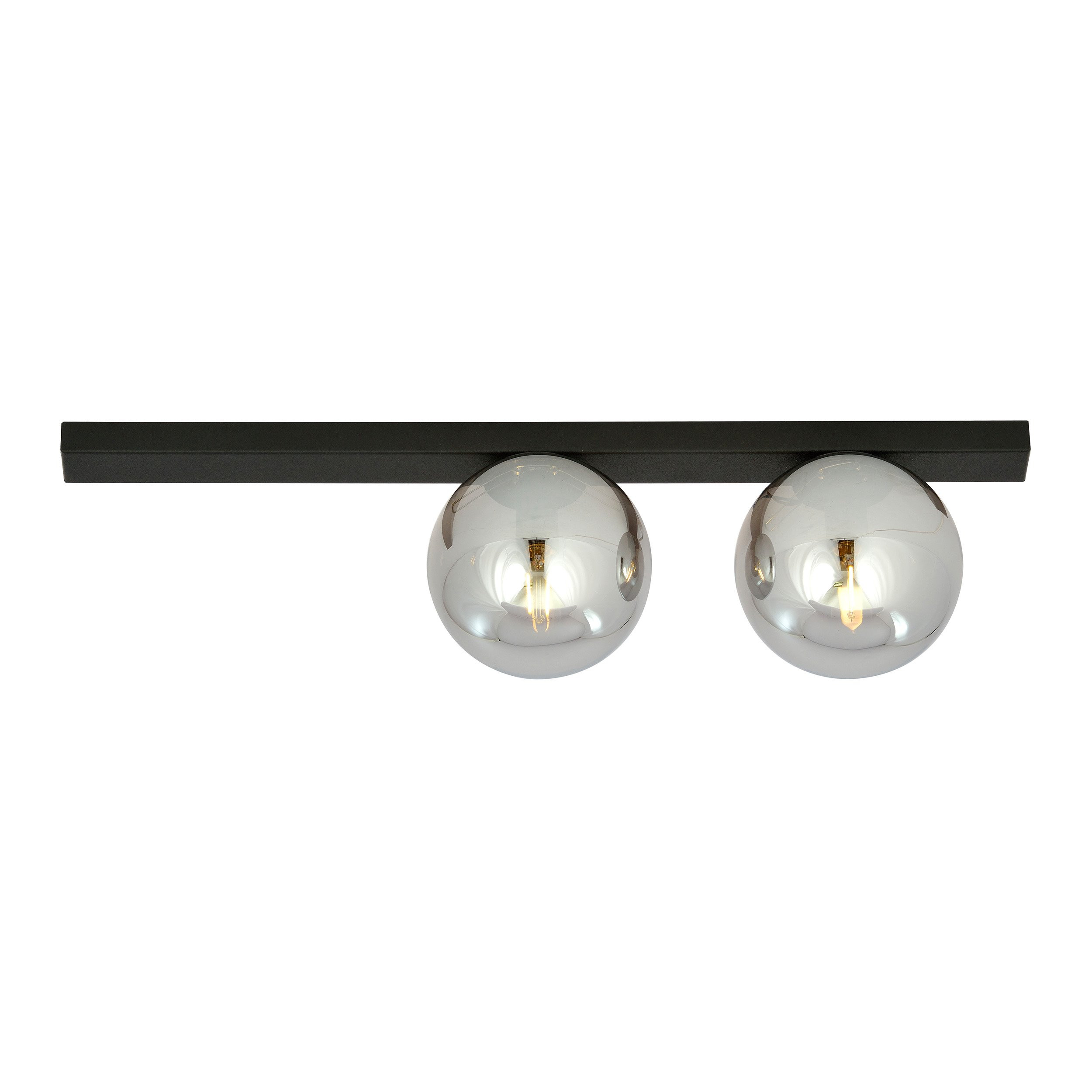 Plafonnier Fit base en métal rectangle noire avec abat-jour en boule de verre au design contemporain par Emibig Plafonnier Fit base en métal rectangle noire avec abat-jour en boule de verre au design contemporain par Emibig