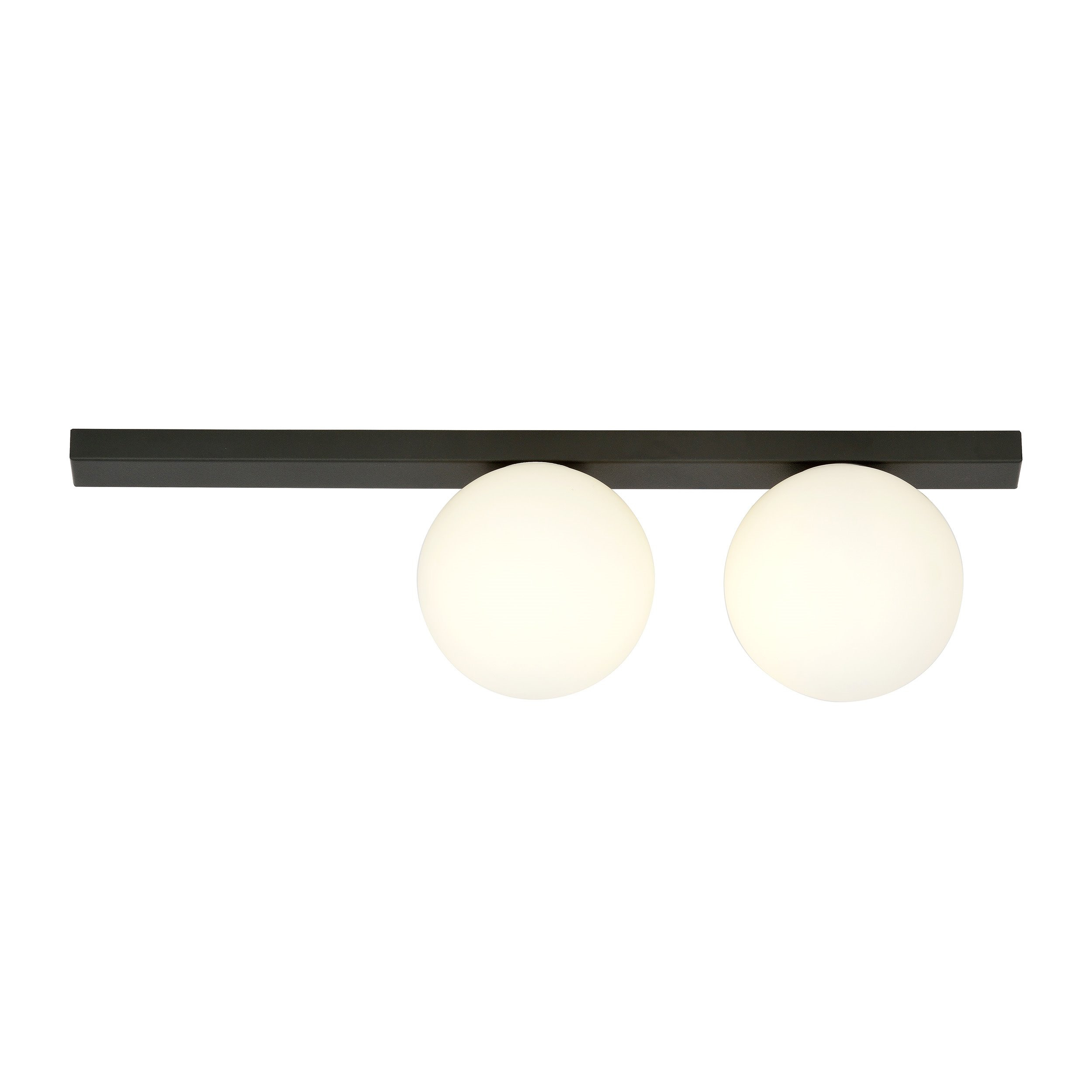 Plafonnier Fit base en métal rectangle noire avec abat-jour en boule de verre au design contemporain par Emibig Plafonnier Fit base en métal rectangle noire avec abat-jour en boule de verre au design contemporain par Emibig