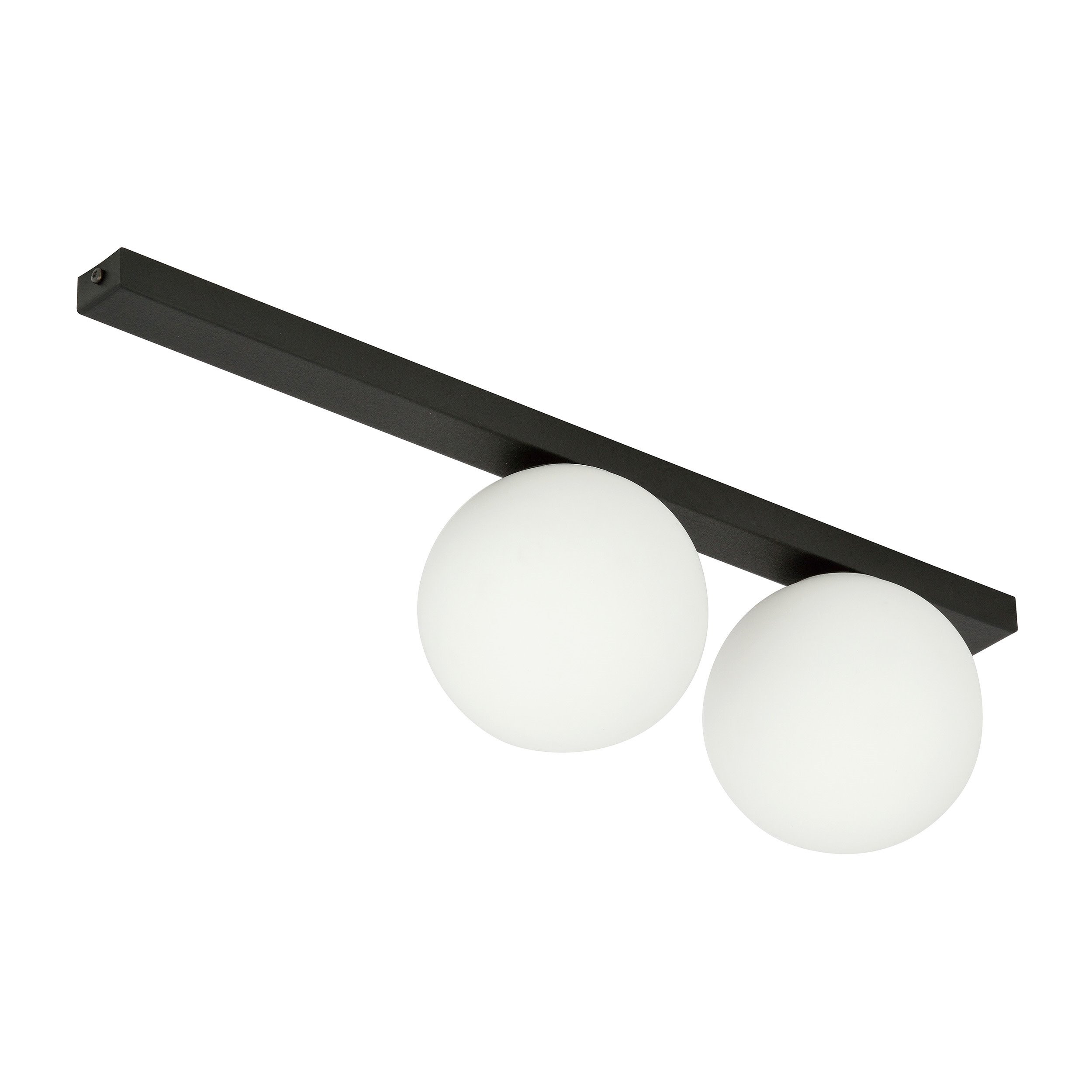 Plafonnier Fit base en métal rectangle noire avec abat-jour en boule de verre au design contemporain par Emibig Plafonnier Fit base en métal rectangle noire avec abat-jour en boule de verre au design contemporain par Emibig