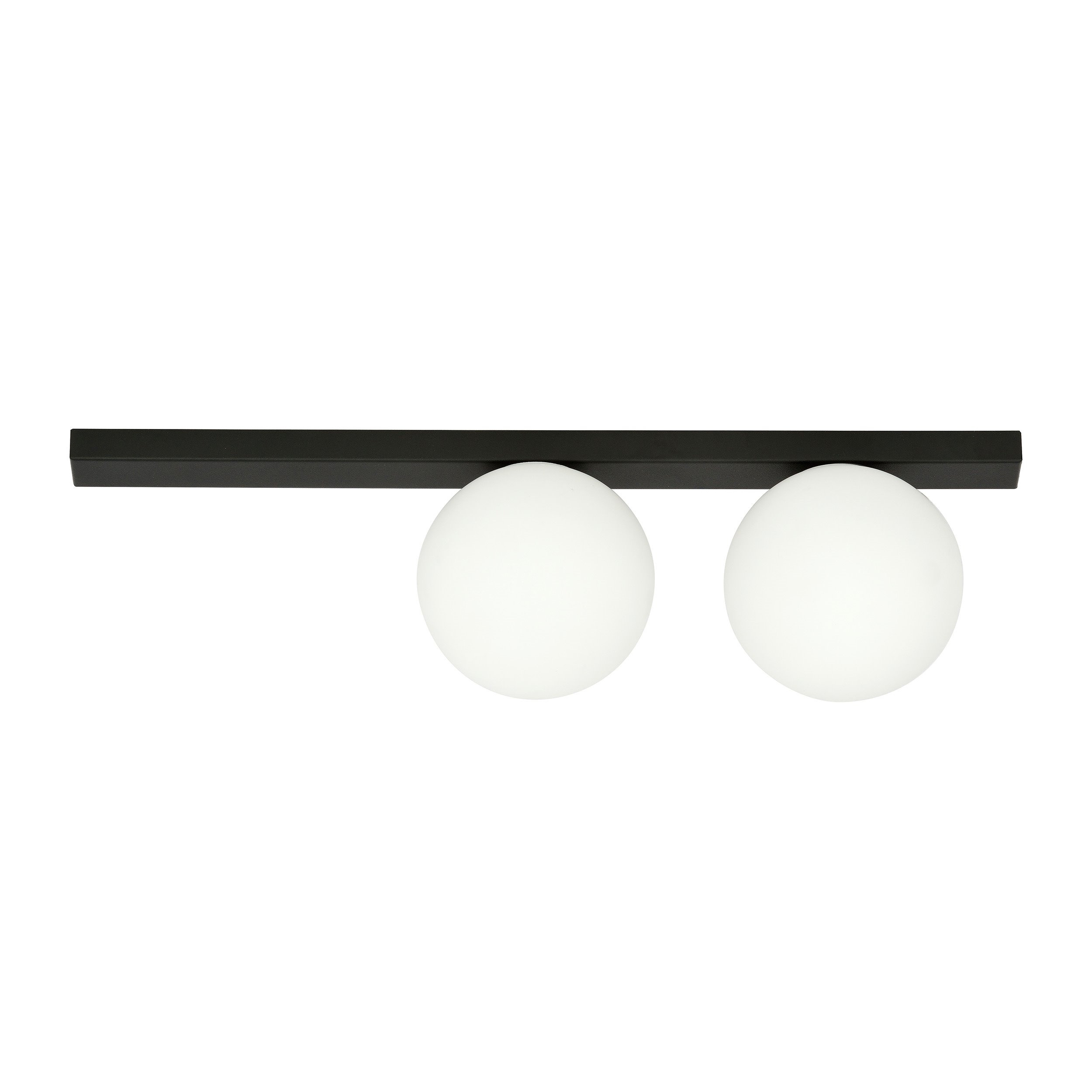 Plafonnier Fit base en métal rectangle noire avec abat-jour en boule de verre au design contemporain par Emibig Plafonnier Fit base en métal rectangle noire avec abat-jour en boule de verre au design contemporain par Emibig