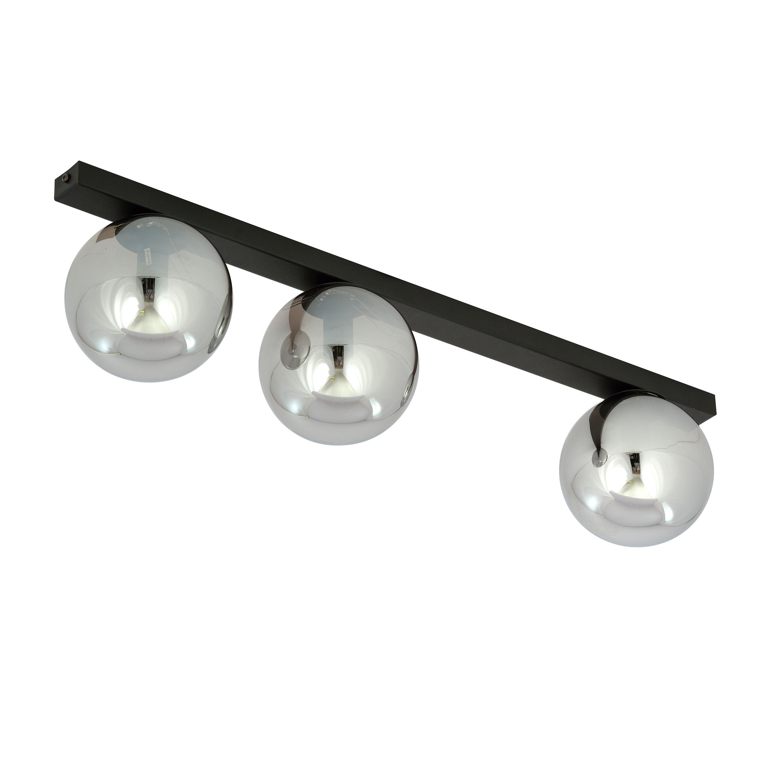 Plafonnier Fit base en métal rectangle noire avec abat-jour en boule de verre au design contemporain par Emibig Plafonnier Fit base en métal rectangle noire avec abat-jour en boule de verre au design contemporain par Emibig