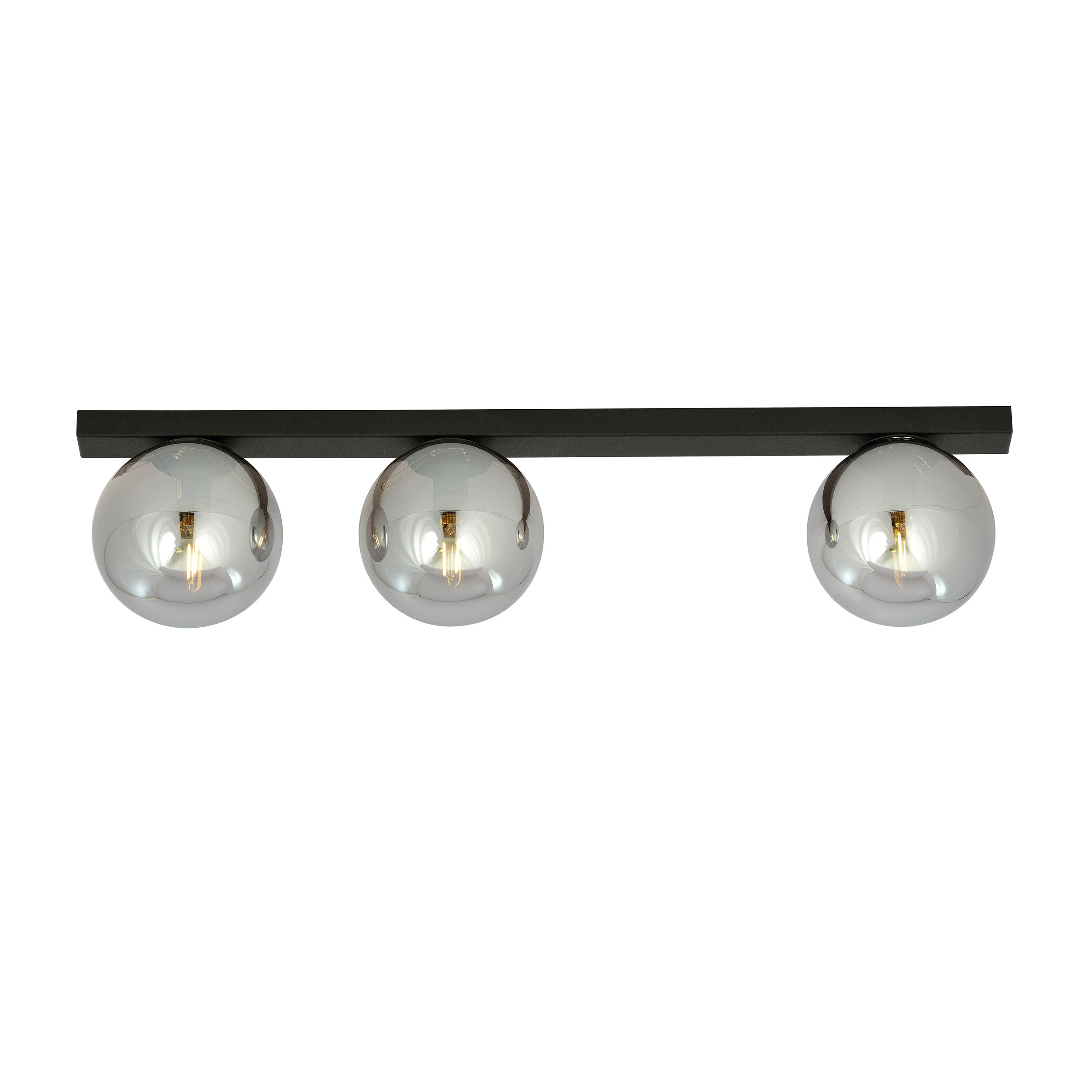 Plafonnier Fit base en métal rectangle noire avec abat-jour en boule de verre au design contemporain par Emibig Plafonnier Fit base en métal rectangle noire avec abat-jour en boule de verre au design contemporain par Emibig
