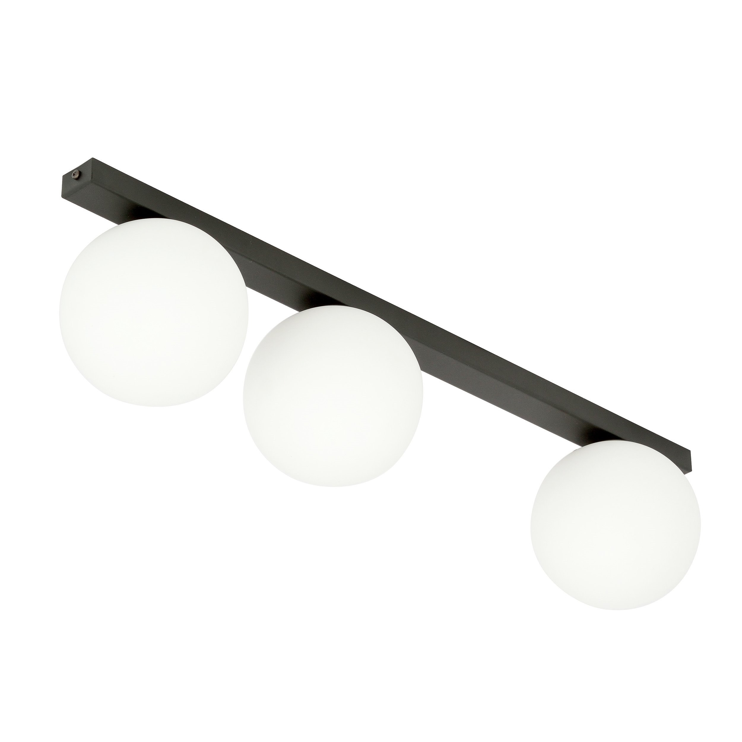 Plafonnier Fit base en métal rectangle noire avec abat-jour en boule de verre au design contemporain par Emibig Plafonnier Fit base en métal rectangle noire avec abat-jour en boule de verre au design contemporain par Emibig