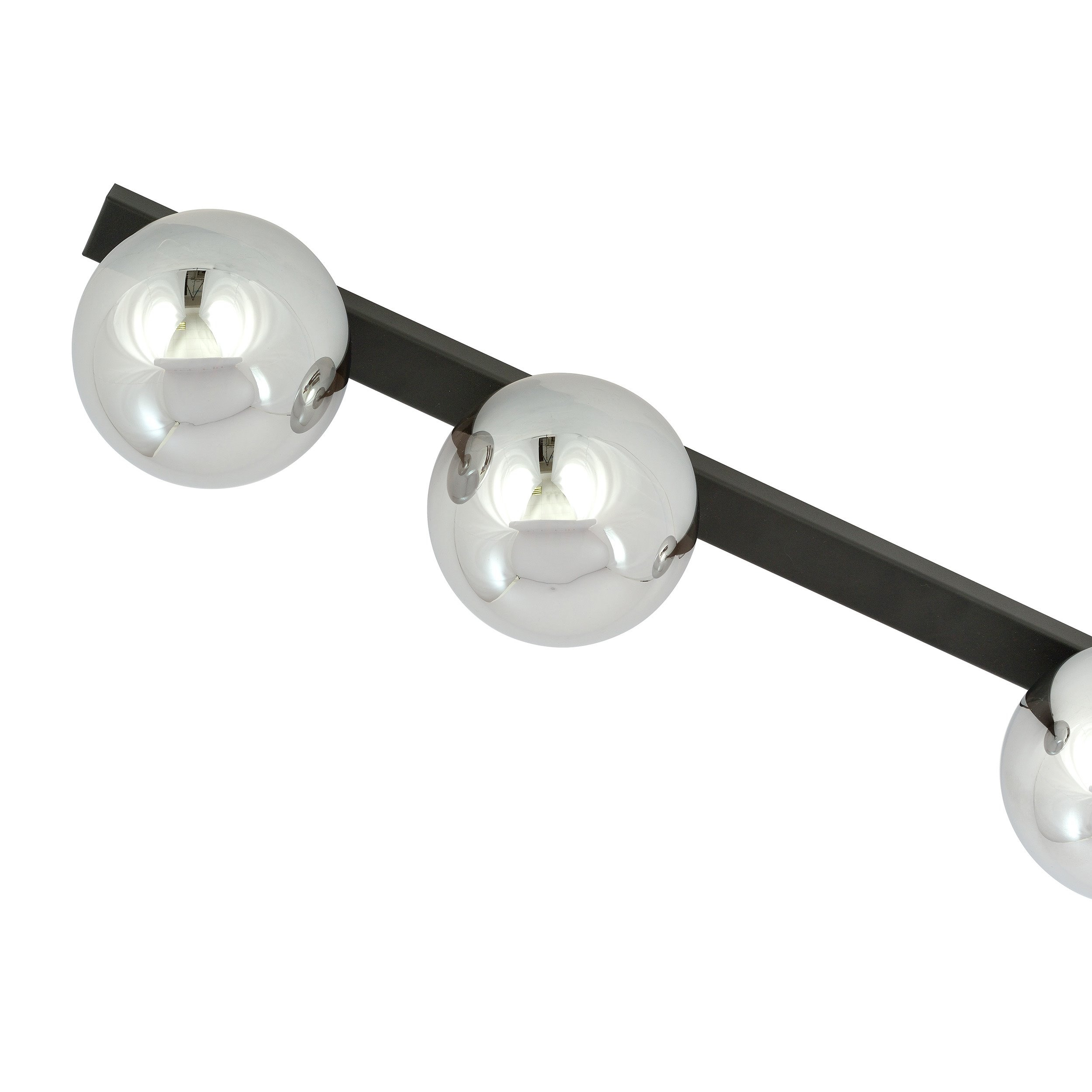 Plafonnier Fit base en métal rectangle noire avec abat-jour en boule de verre au design contemporain par Emibig Plafonnier Fit base en métal rectangle noire avec abat-jour en boule de verre au design contemporain par Emibig