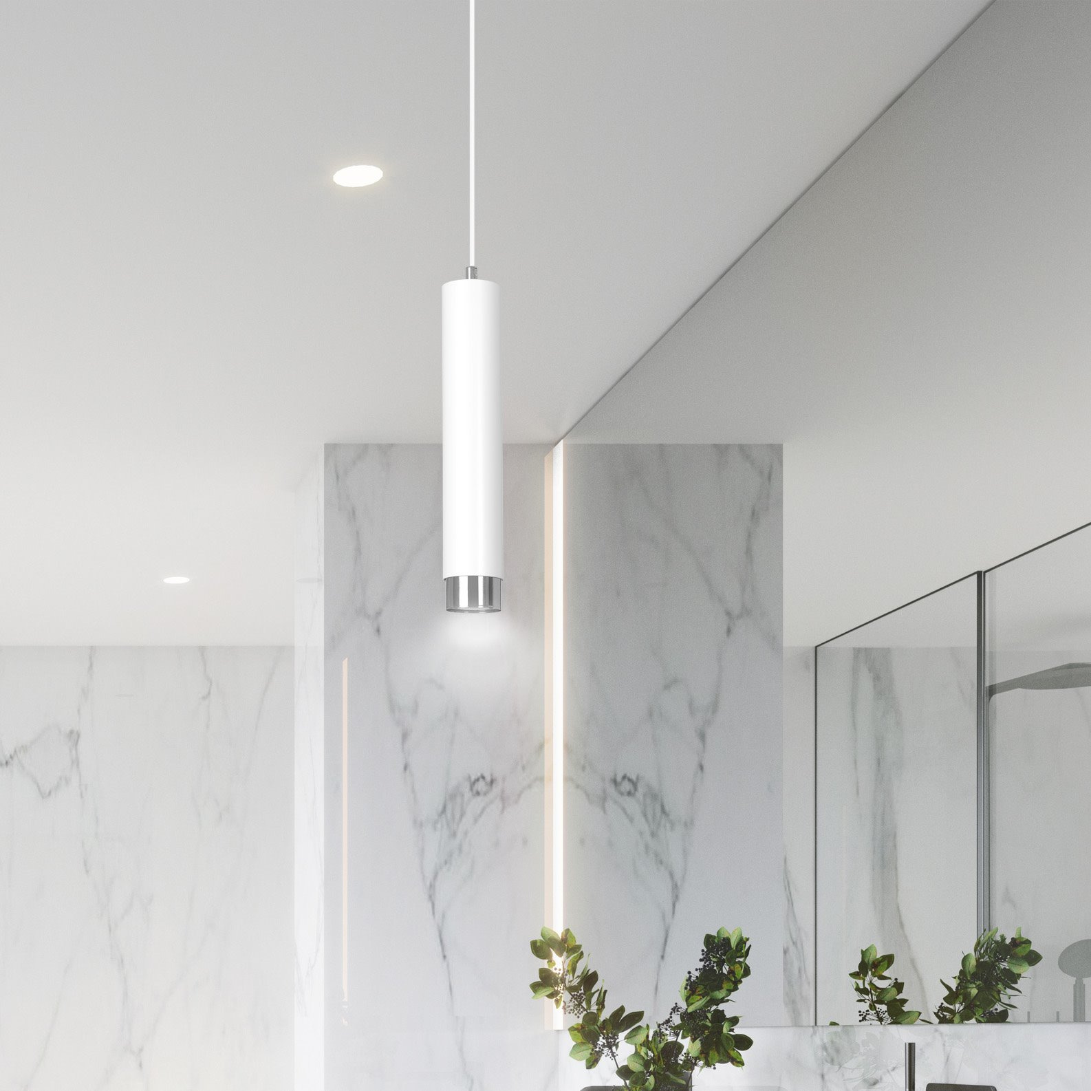 Suspension Kibo base en métal avec abat-jour en tube au design contemporain par Emibig