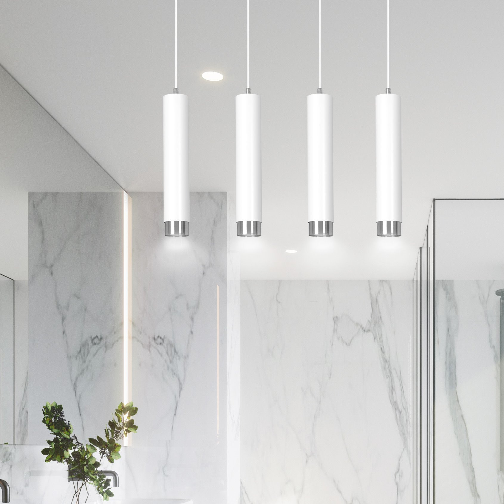Suspension Kibo base en métal avec abat-jour en tube au design contemporain par Emibig Suspension Kibo base en métal avec abat-jour en tube au design contemporain par Emibig