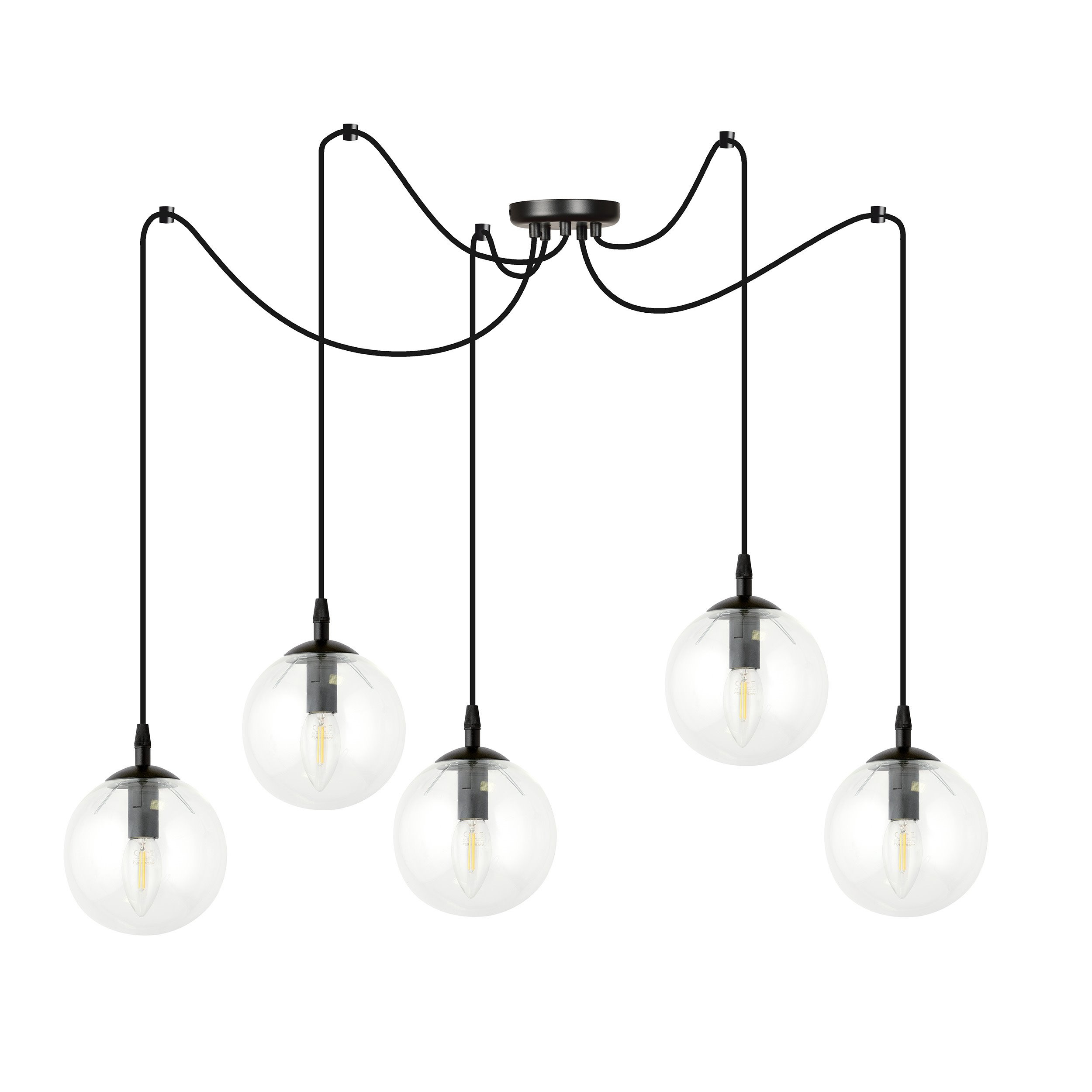 Suspension Gigi en forme d'araignée avec abat-jour en boule de verre au design contemporain par Emibig Suspension Gigi en forme d'araignée avec abat-jour en boule de verre au design contemporain par Emibig