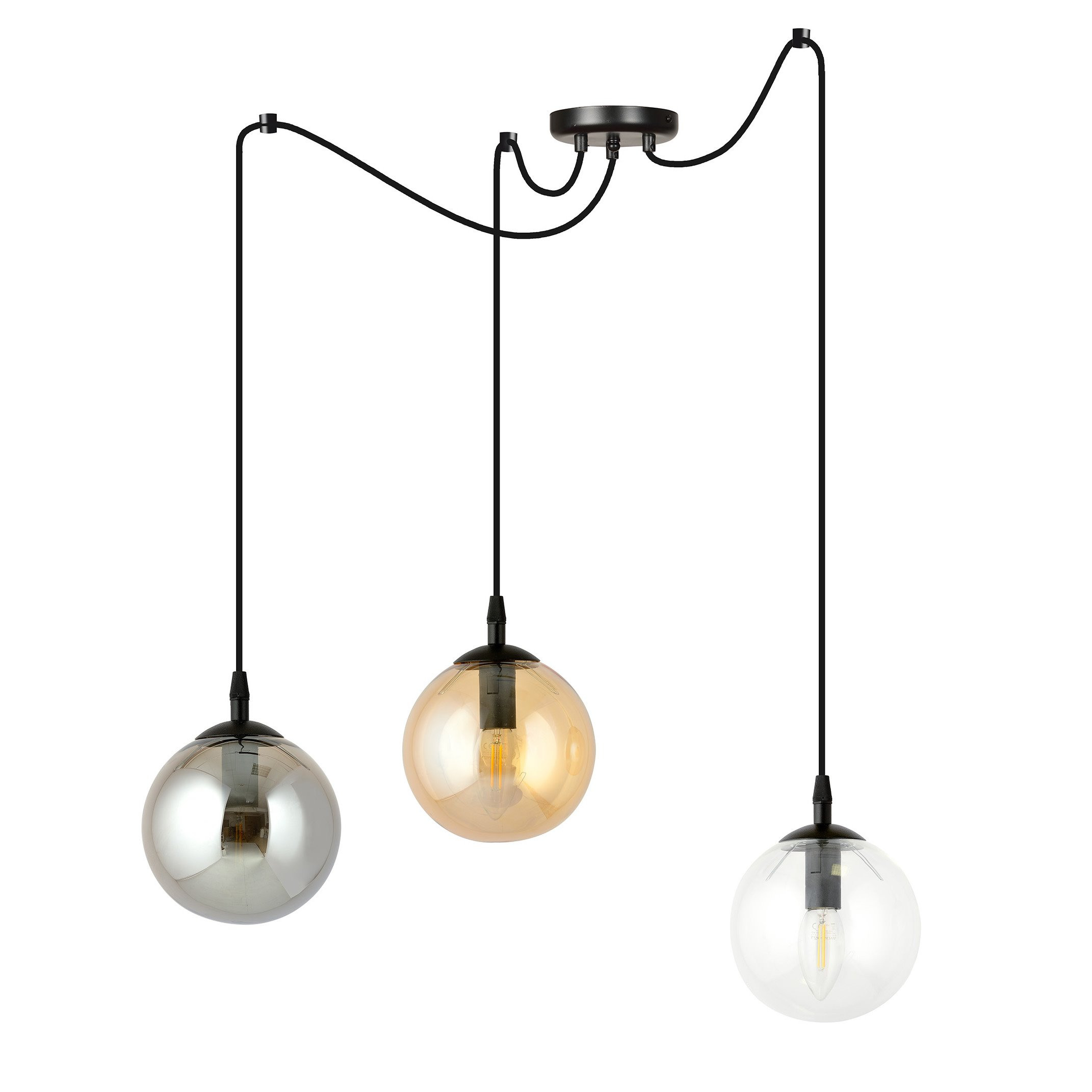 Suspension Gigi en forme d'araignée avec abat-jour en boule de verre au design contemporain par Emibig Suspension Gigi en forme d'araignée avec abat-jour en boule de verre au design contemporain par Emibig