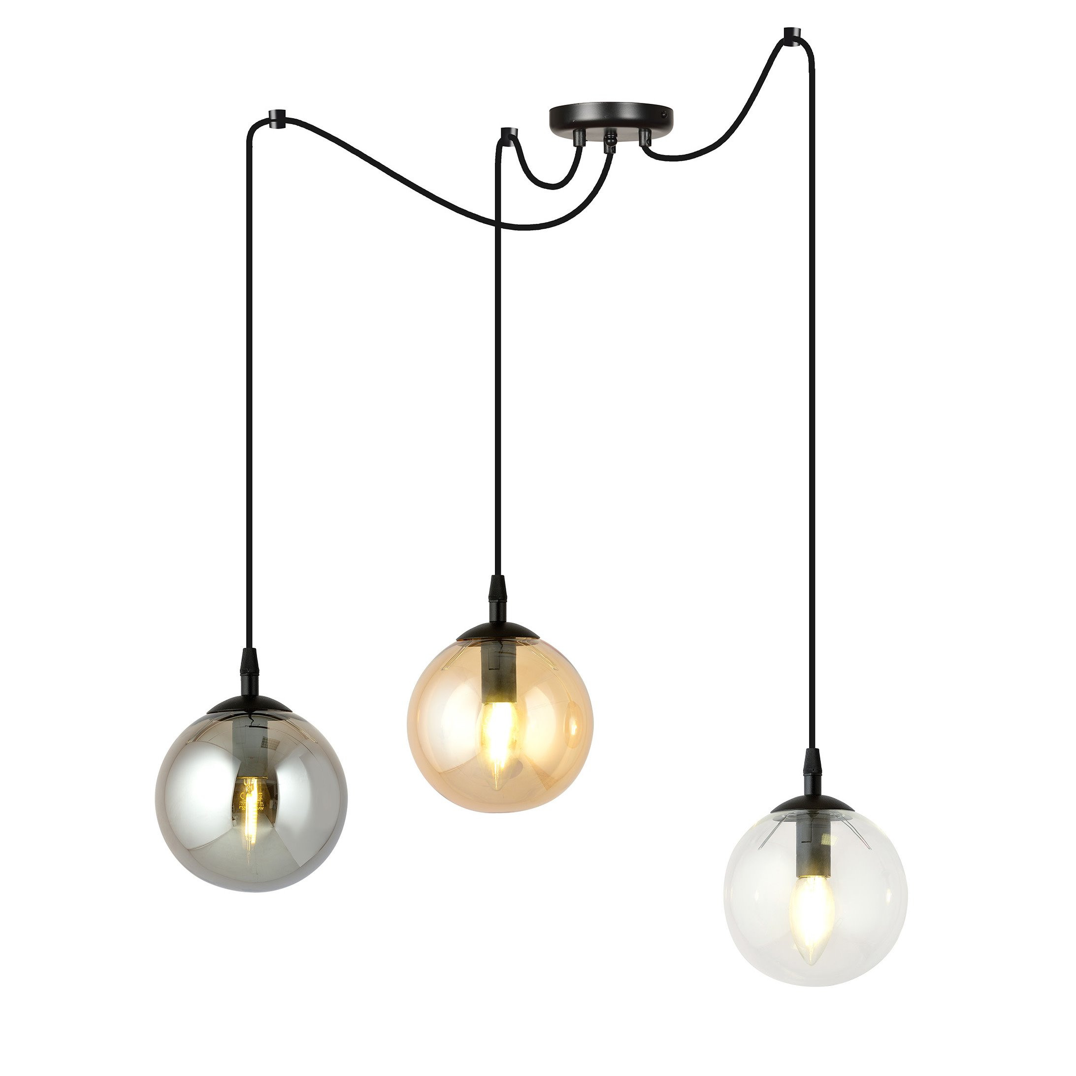Suspension Gigi en forme d'araignée avec abat-jour en boule de verre au design contemporain par Emibig Suspension Gigi en forme d'araignée avec abat-jour en boule de verre au design contemporain par Emibig