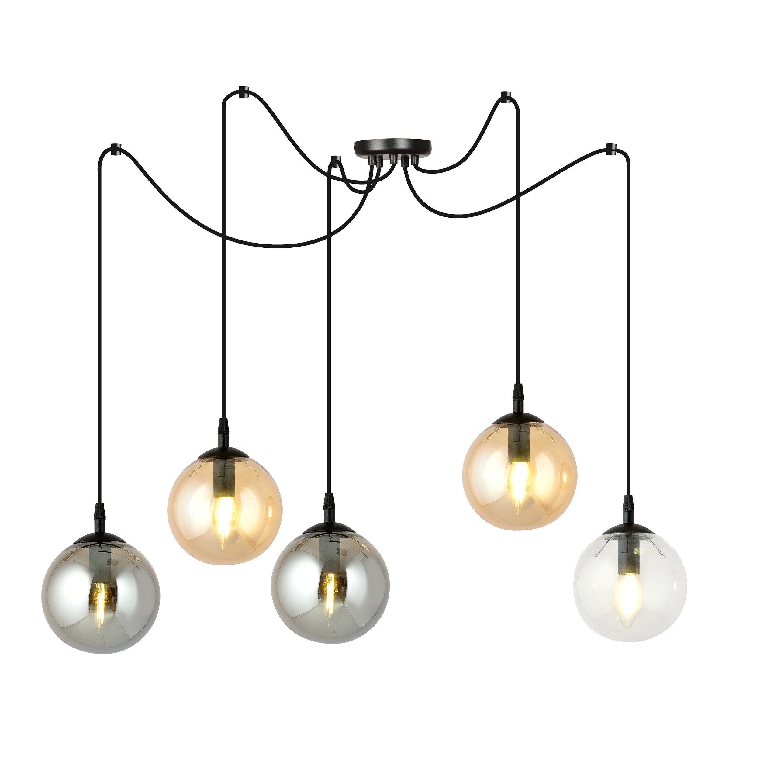 Suspension Gigi en forme d'araignée avec abat-jour en boule de verre au design contemporain par Emibig Suspension Gigi en forme d'araignée avec abat-jour en boule de verre au design contemporain par Emibig