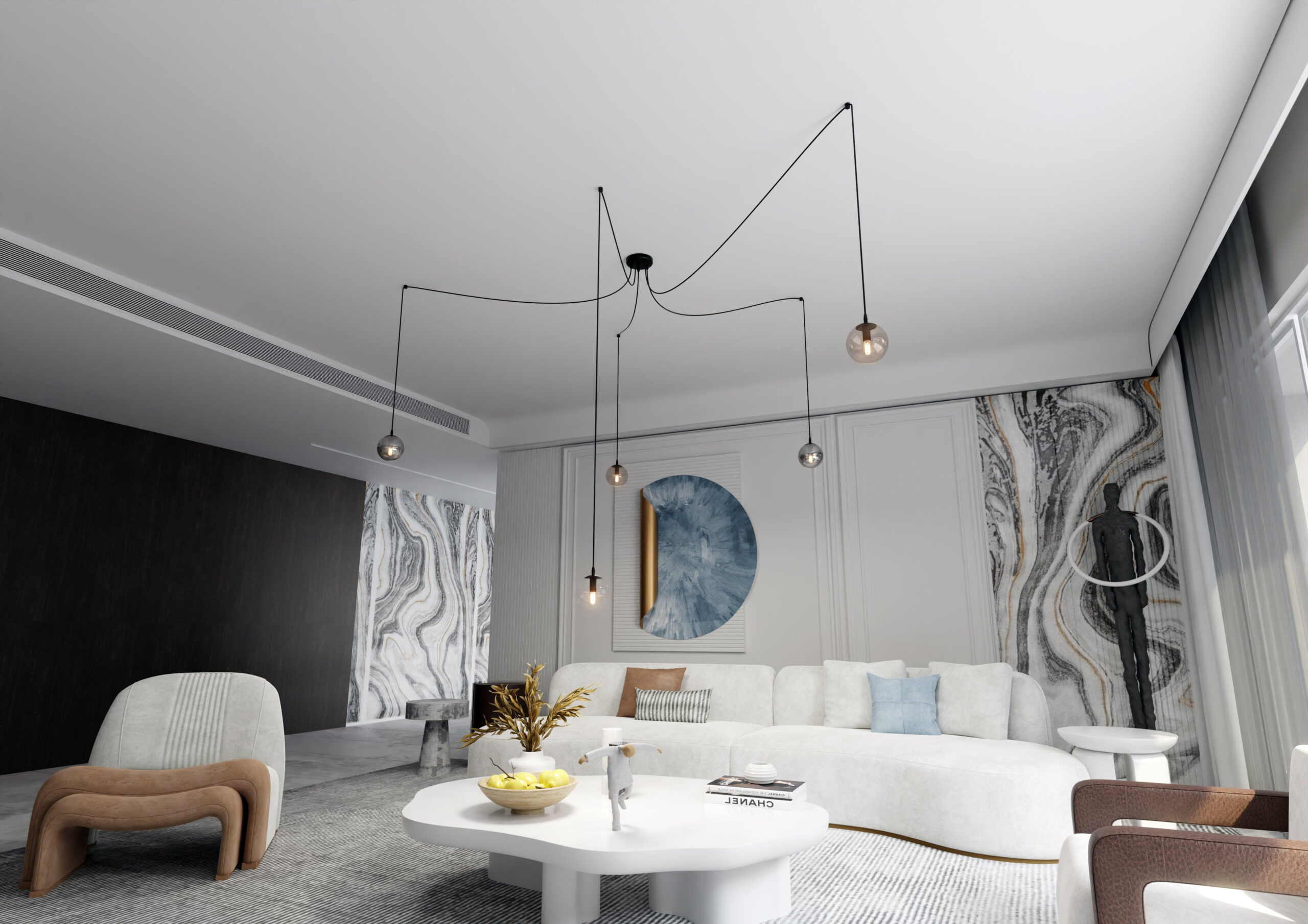 Suspension Gigi en forme d'araignée avec abat-jour en boule de verre au design contemporain par Emibig Suspension Gigi en forme d'araignée avec abat-jour en boule de verre au design contemporain par Emibig