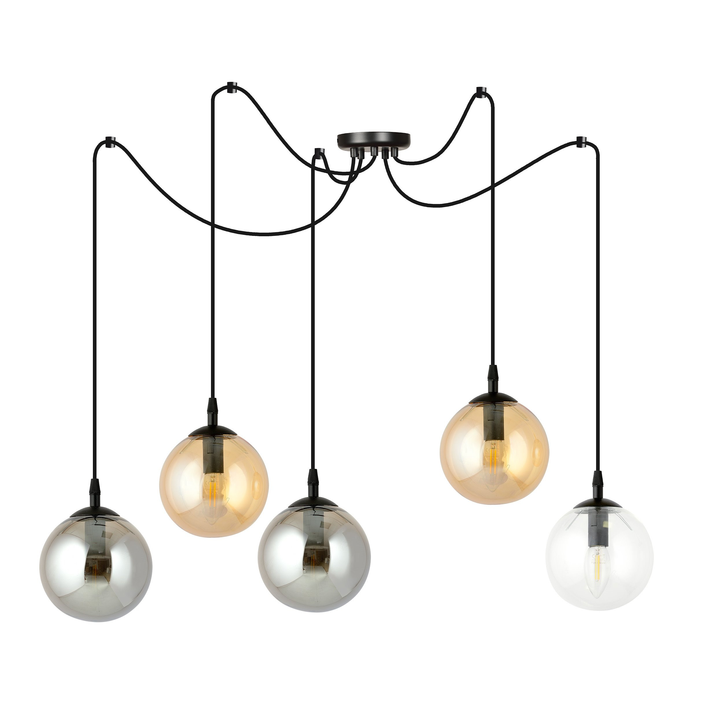 Suspension Gigi en forme d'araignée avec abat-jour en boule de verre au design contemporain par Emibig Suspension Gigi en forme d'araignée avec abat-jour en boule de verre au design contemporain par Emibig