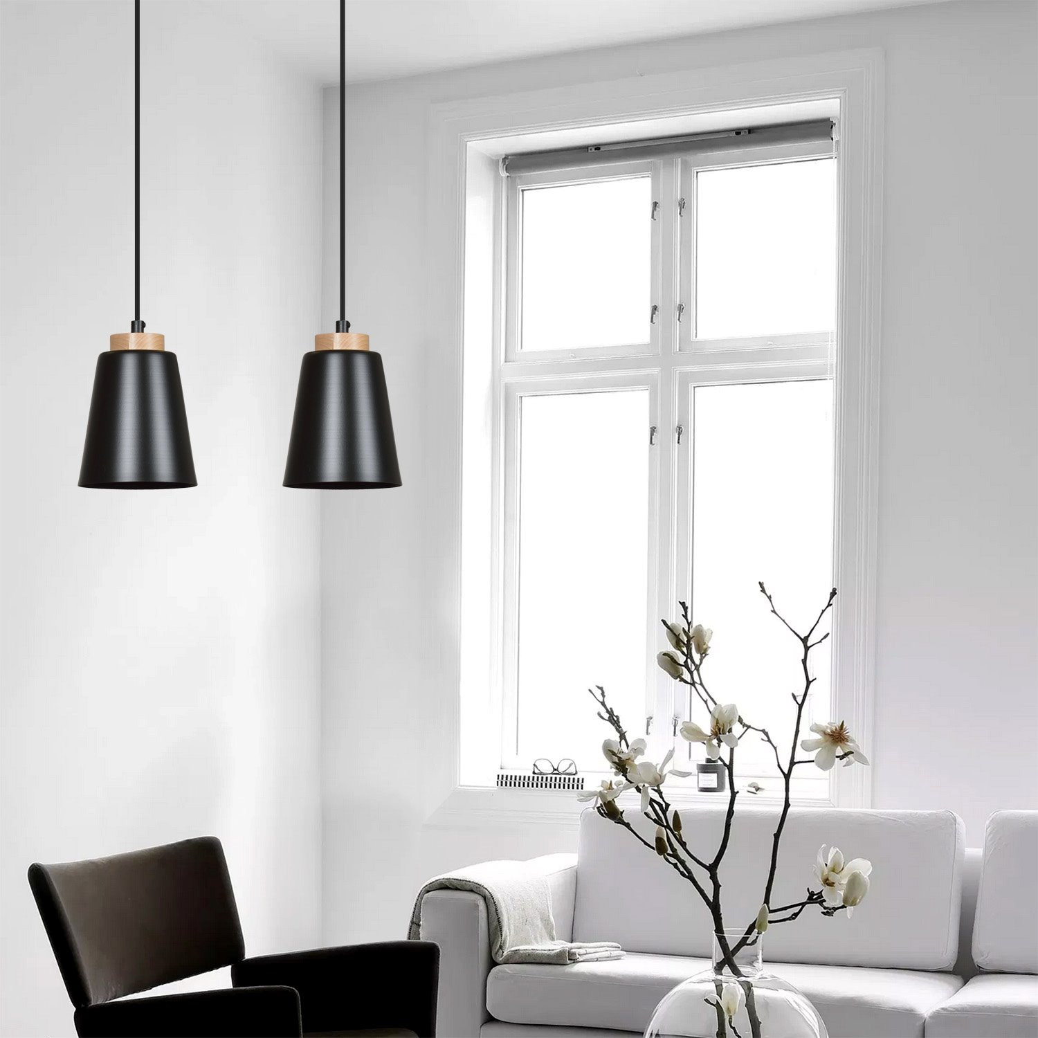 Suspension Bolero avec base en métal et bois au design contemporain par Emibig Suspension Bolero avec base en métal et bois au design contemporain par Emibig