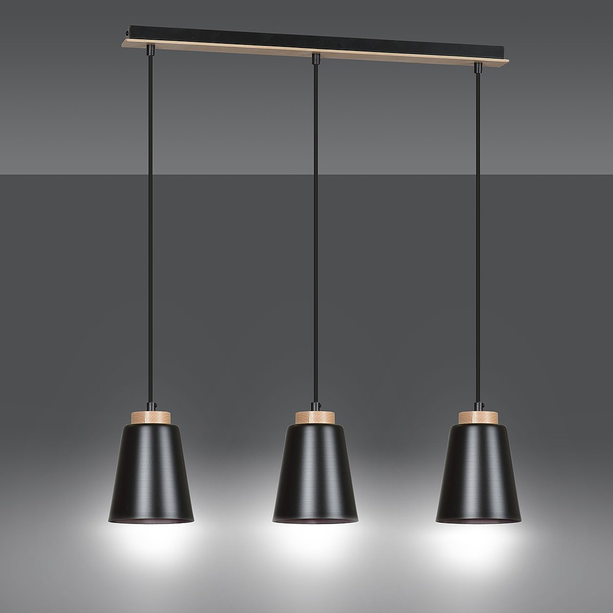 Suspension Bolero avec base en métal et bois au design contemporain par Emibig Suspension Bolero avec base en métal et bois au design contemporain par Emibig