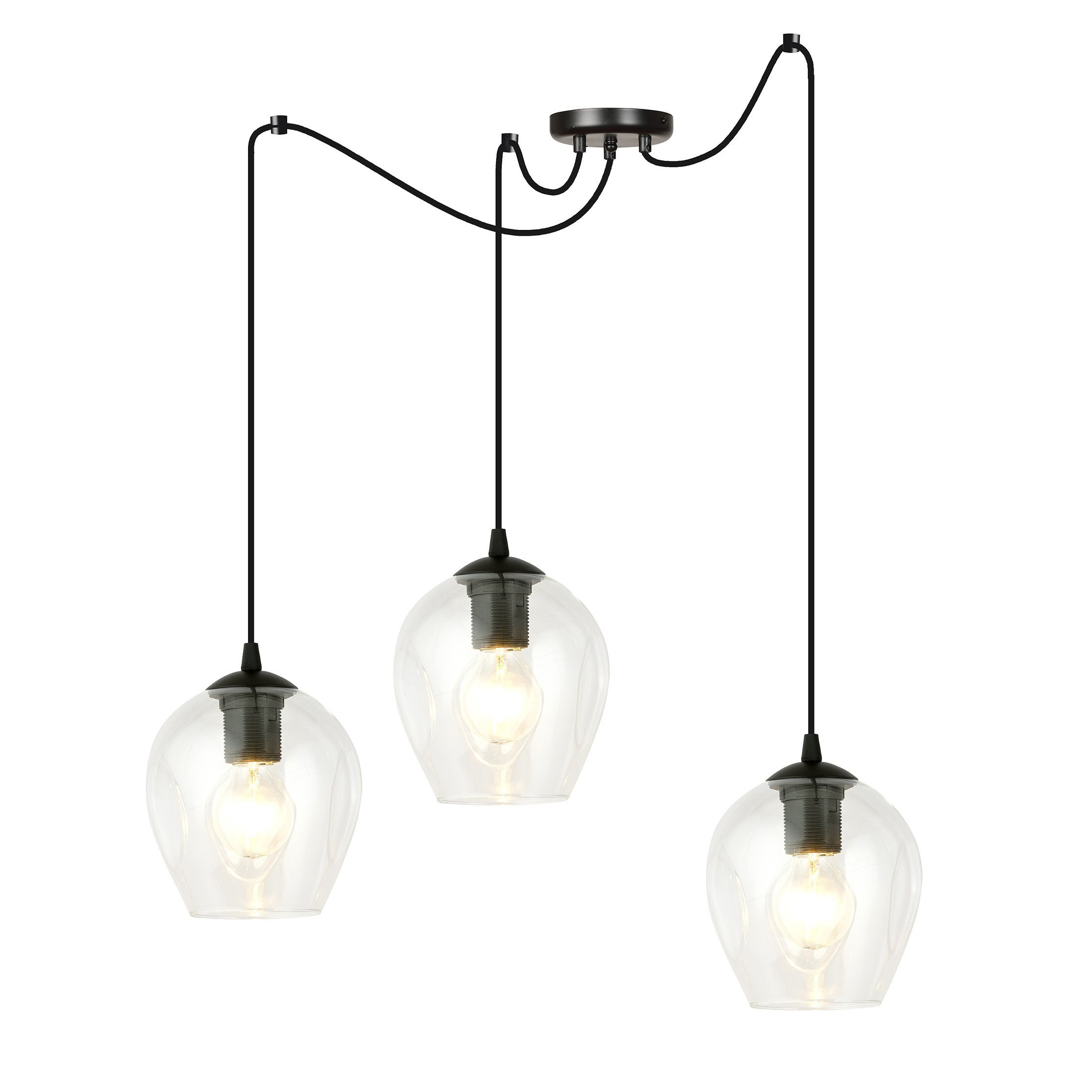 Suspension Level en forme d'araignée avec abat-jour en verre au design contemporain par Emibig Suspension Level en forme d'araignée avec abat-jour en verre au design contemporain par Emibig