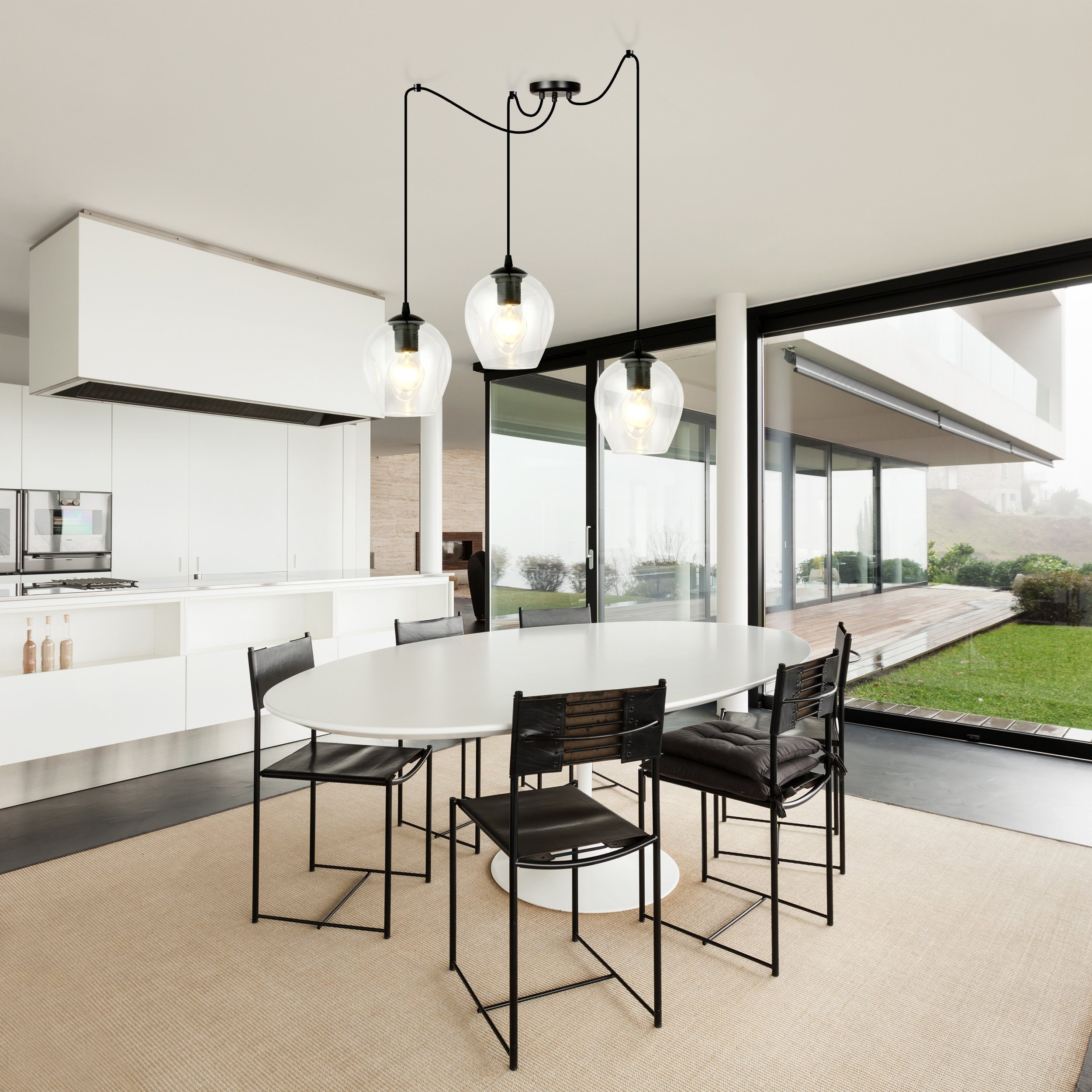 Suspension Level en forme d'araignée avec abat-jour en verre au design contemporain par Emibig Suspension Level en forme d'araignée avec abat-jour en verre au design contemporain par Emibig
