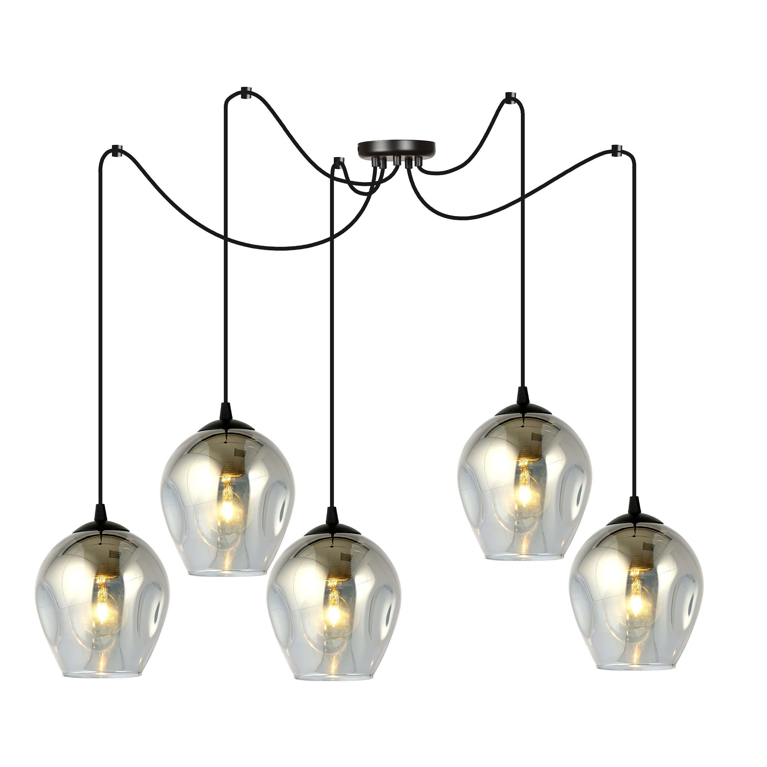 Suspension Level en forme d'araignée avec abat-jour en verre au design contemporain par Emibig Suspension Level en forme d'araignée avec abat-jour en verre au design contemporain par Emibig