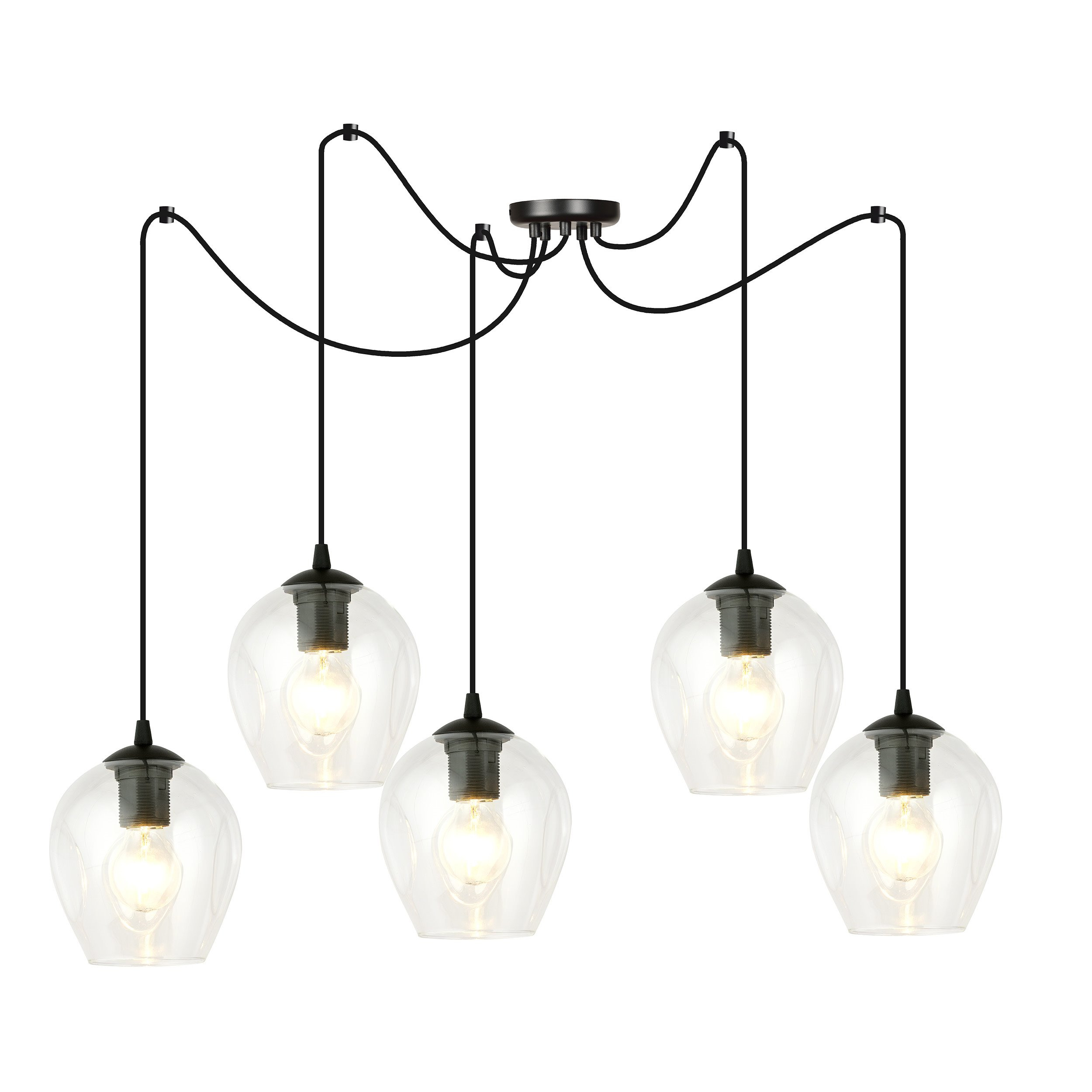 Suspension Level en forme d'araignée avec abat-jour en verre au design contemporain par Emibig Suspension Level en forme d'araignée avec abat-jour en verre au design contemporain par Emibig