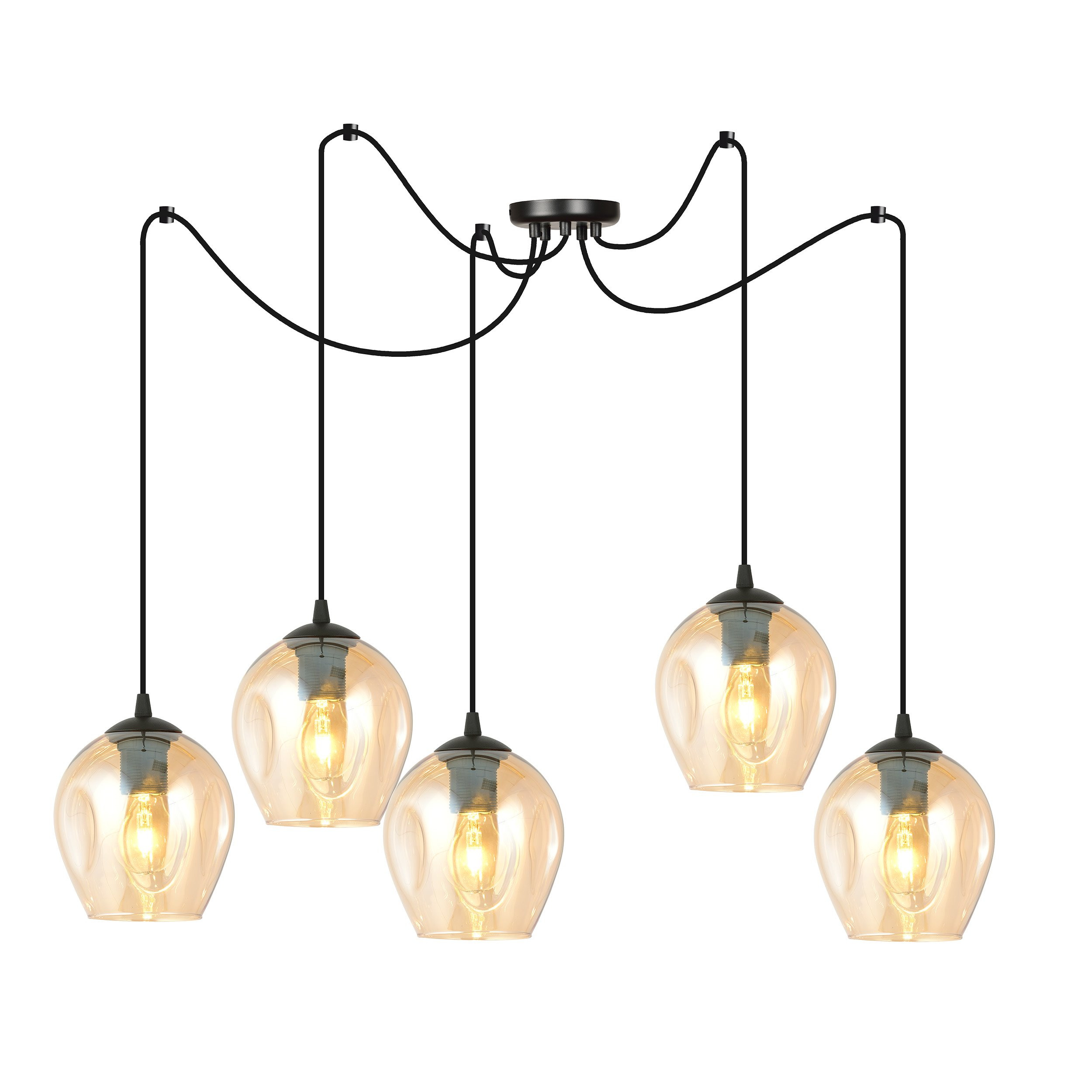 Suspension Level en forme d'araignée avec abat-jour en verre au design contemporain par Emibig Suspension Level en forme d'araignée avec abat-jour en verre au design contemporain par Emibig