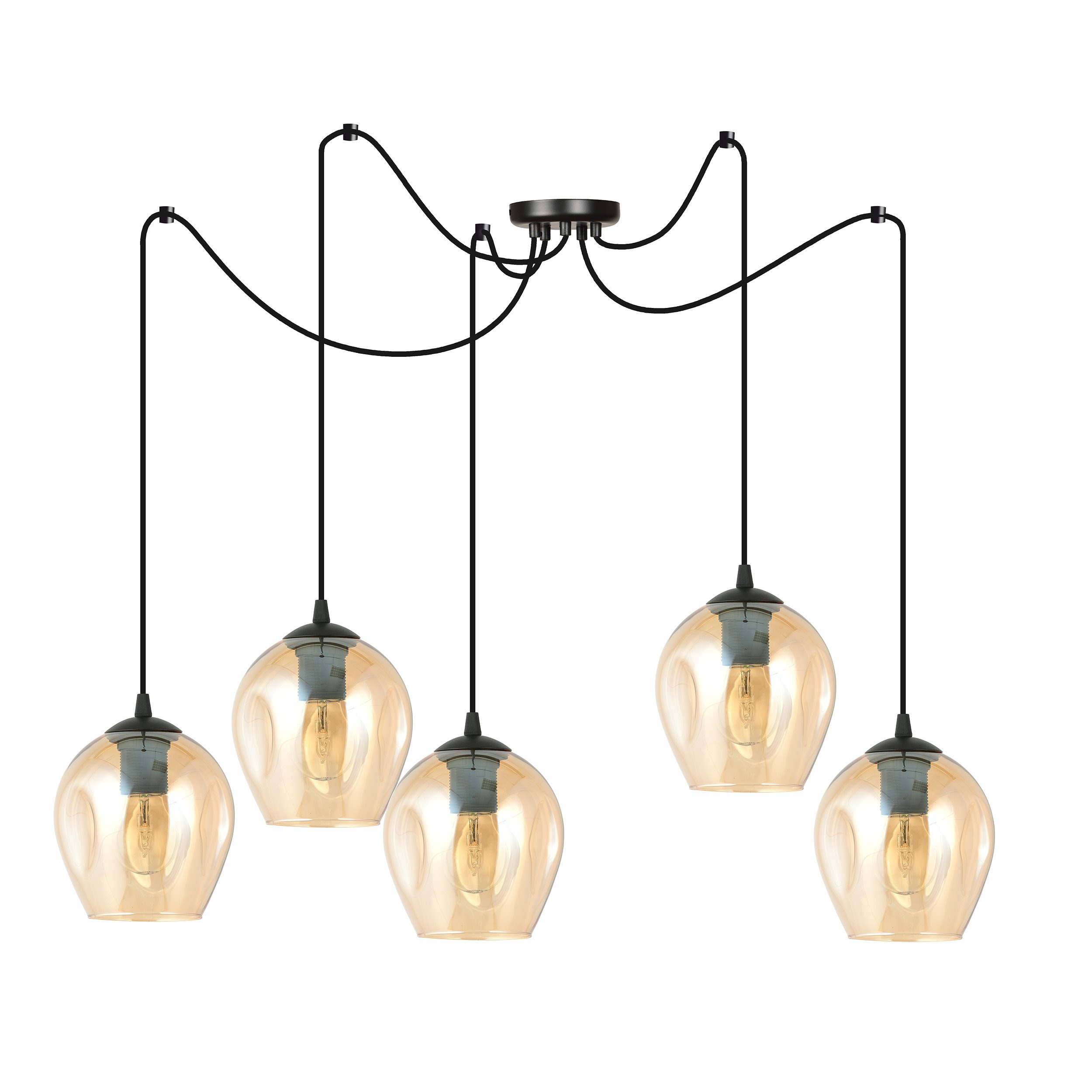 Suspension Level en forme d'araignée avec abat-jour en verre au design contemporain par Emibig Suspension Level en forme d'araignée avec abat-jour en verre au design contemporain par Emibig