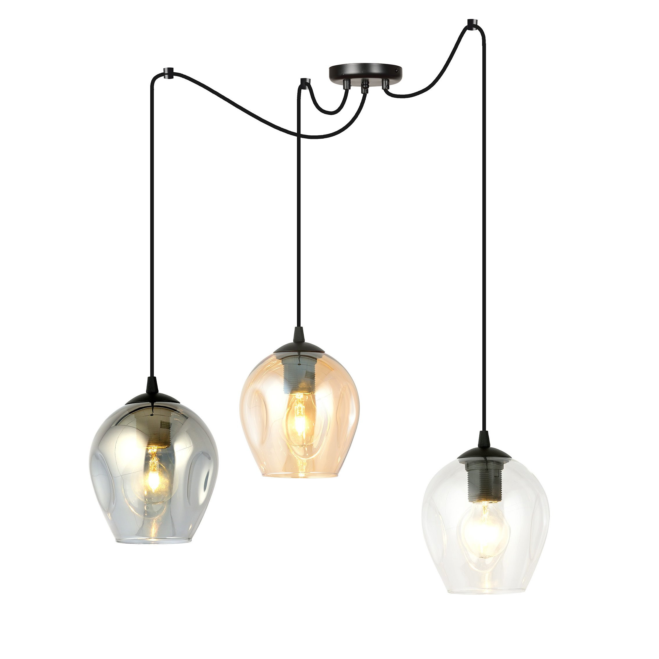 Suspension Level en forme d'araignée avec abat-jour en verre au design contemporain par Emibig Suspension Level en forme d'araignée avec abat-jour en verre au design contemporain par Emibig
