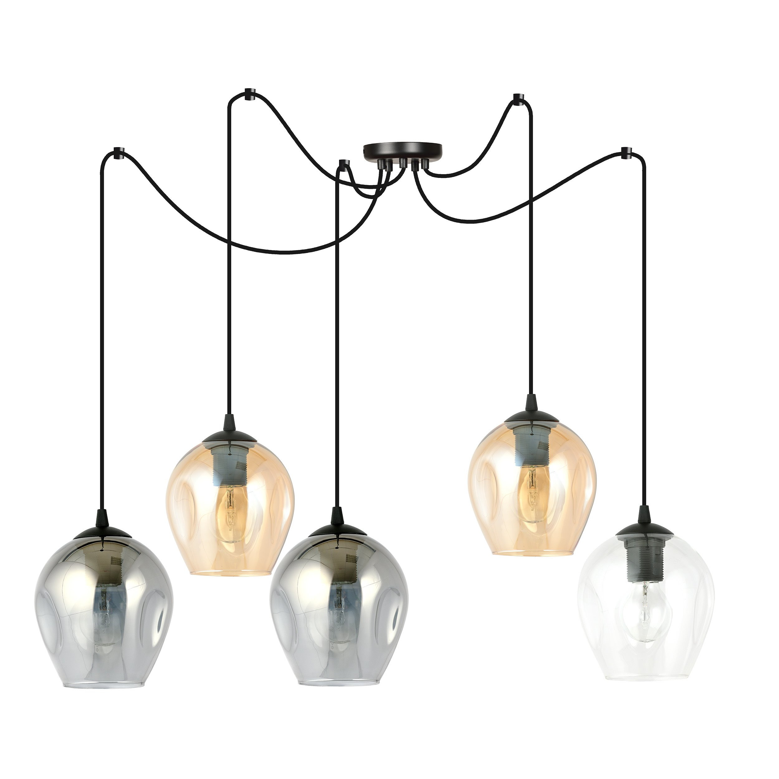 Suspension Level en forme d'araignée avec abat-jour en verre au design contemporain par Emibig Suspension Level en forme d'araignée avec abat-jour en verre au design contemporain par Emibig