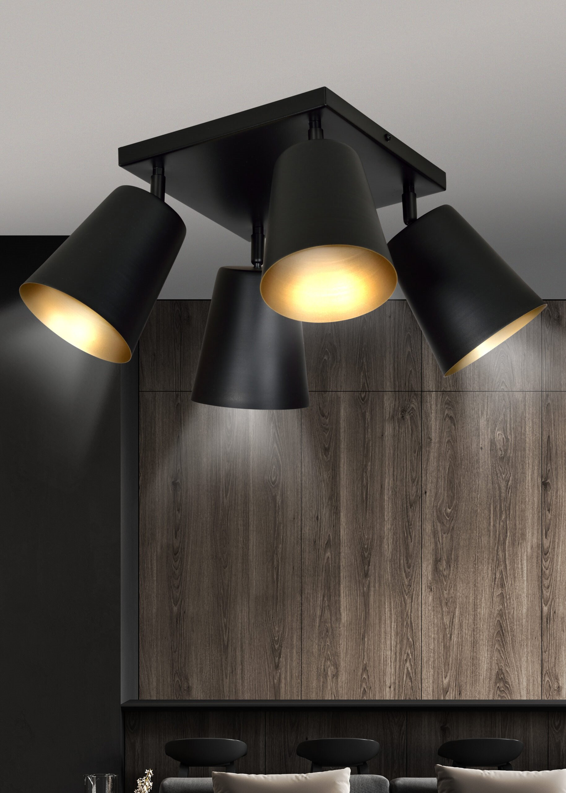 Plafonnier spot Prism base en métal carré au design contemporain par Emibig